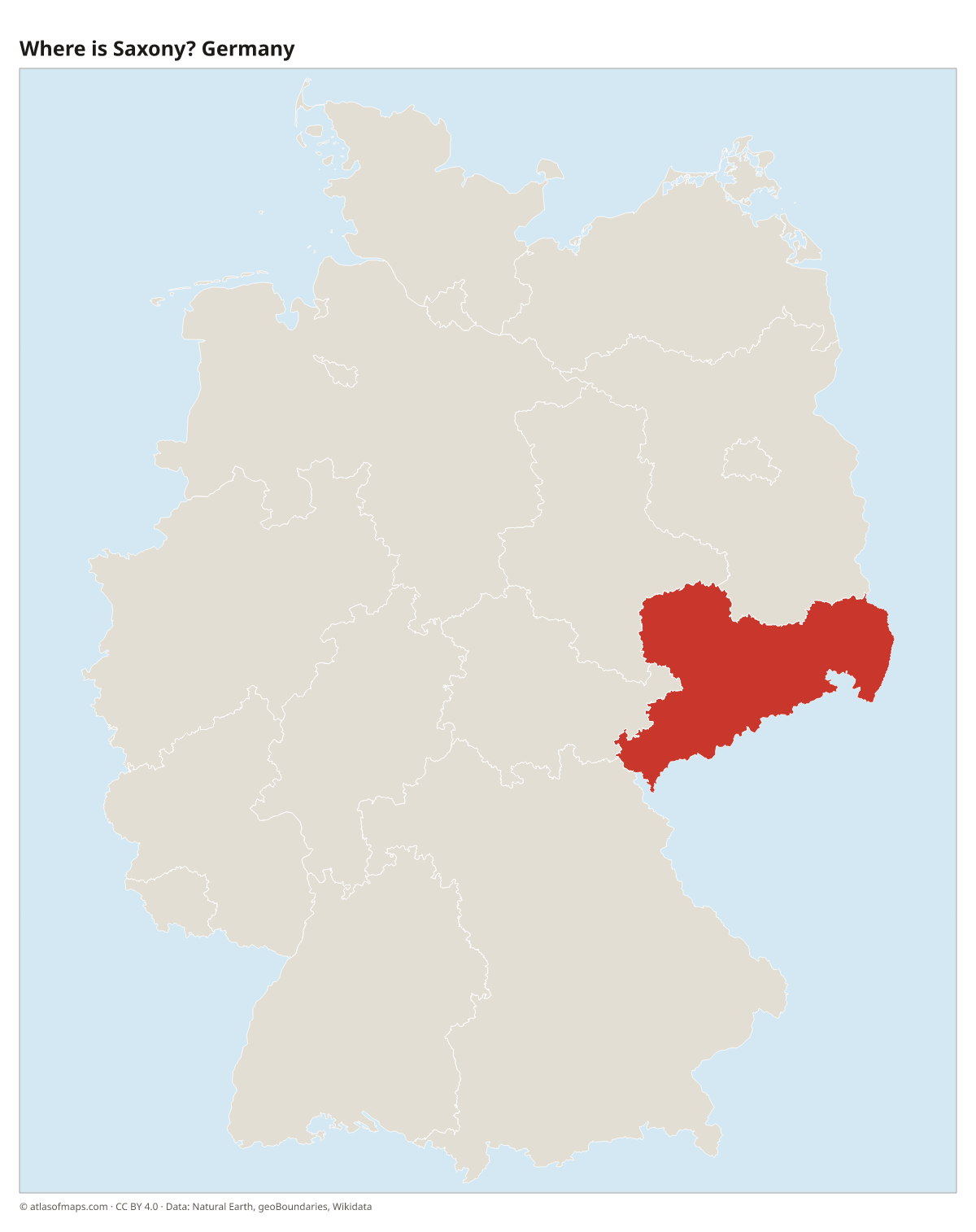Location of Saxony in Germany