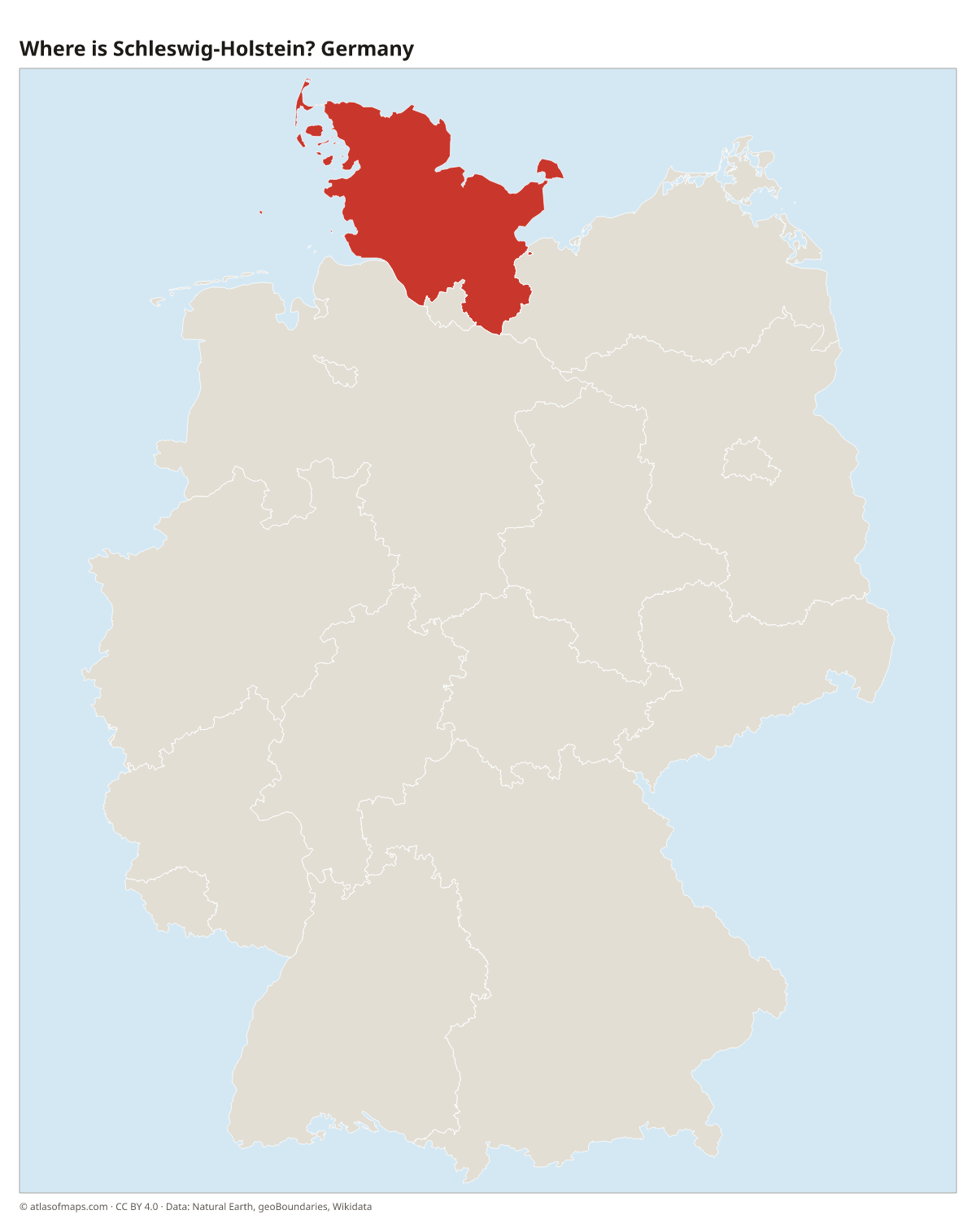 Location of Schleswig-Holstein in Germany