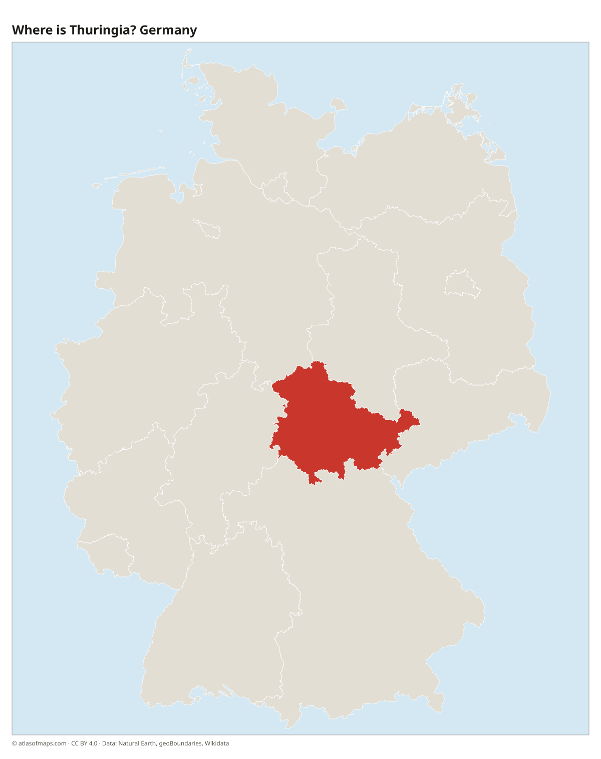 Location of Thuringia in Germany