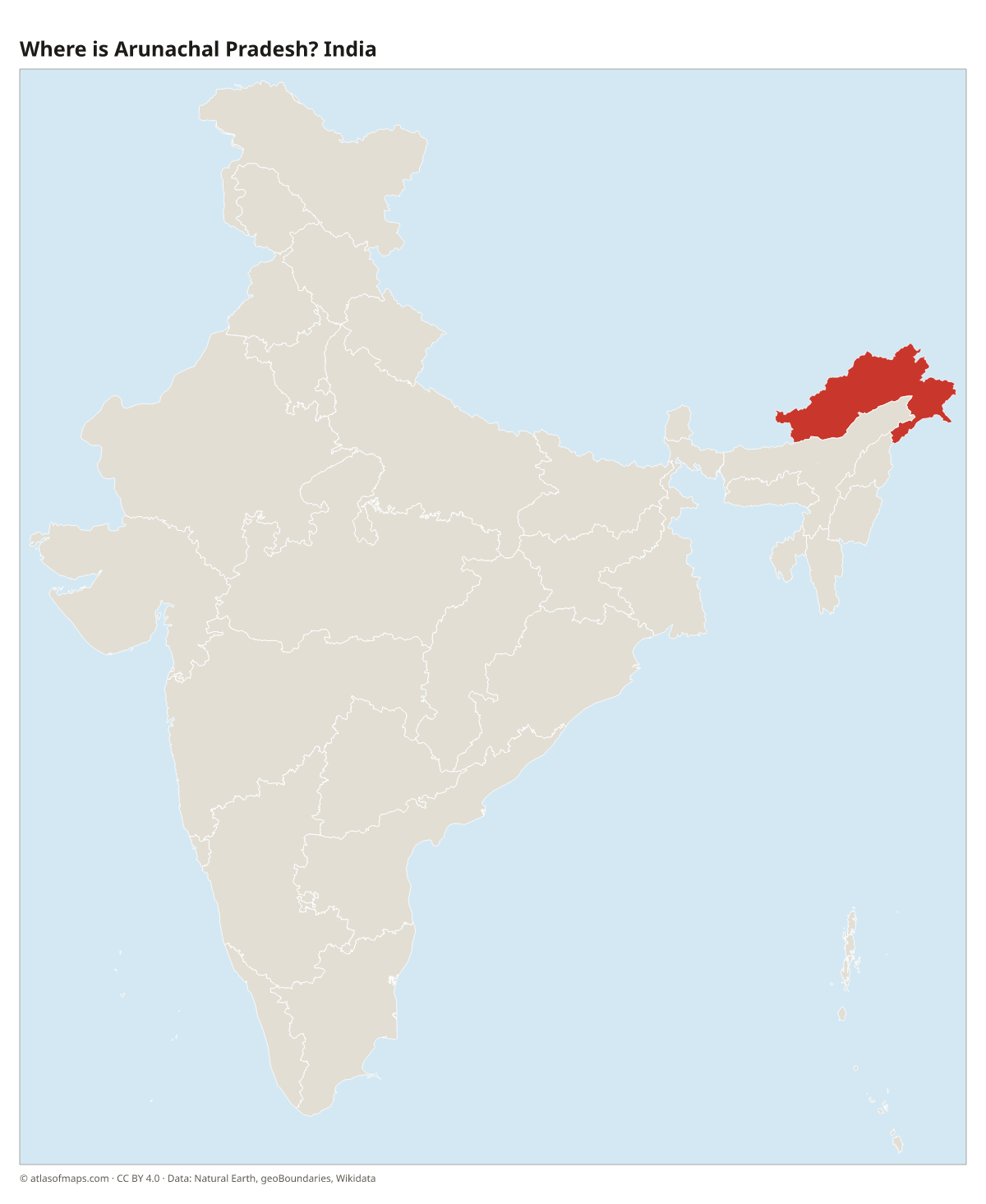 Location of Arunachal Pradesh in India