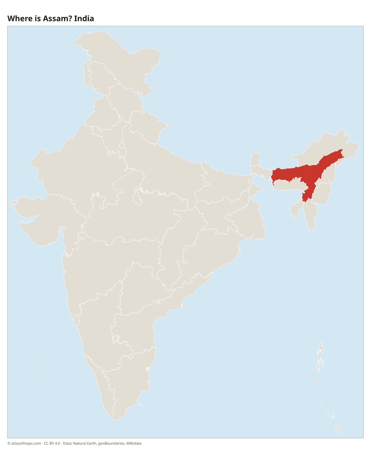 Location of Assam in India