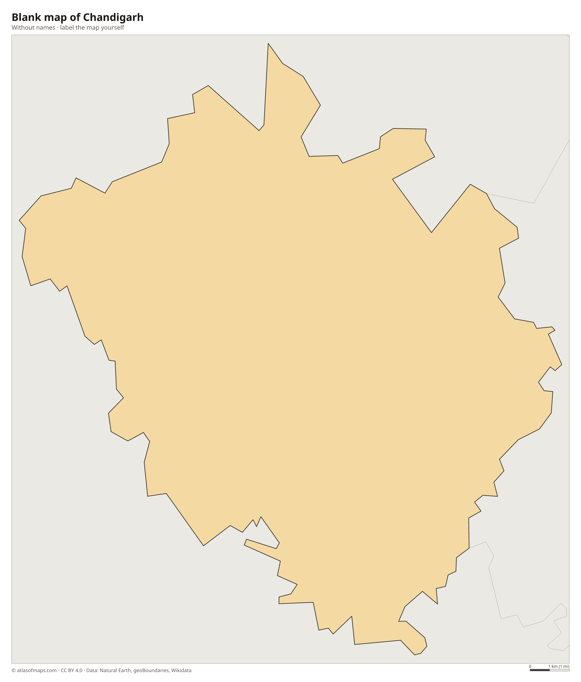 Blank map of Chandigarh without names