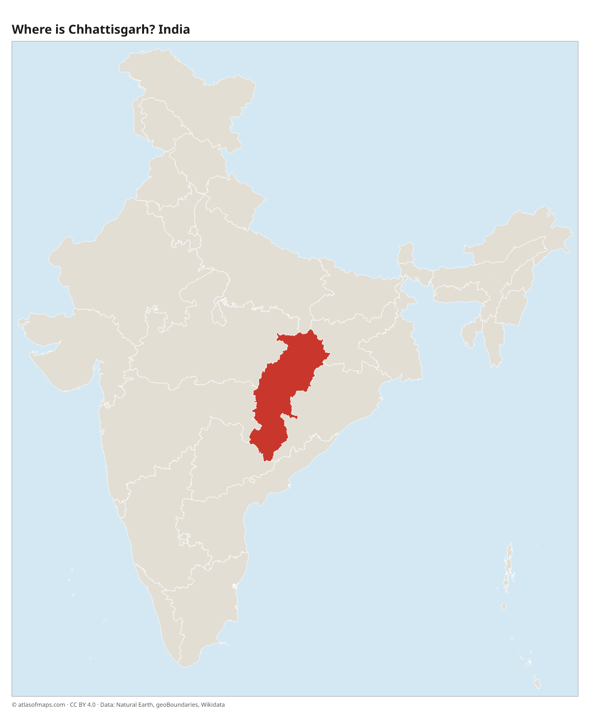 Location of Chhattisgarh in India