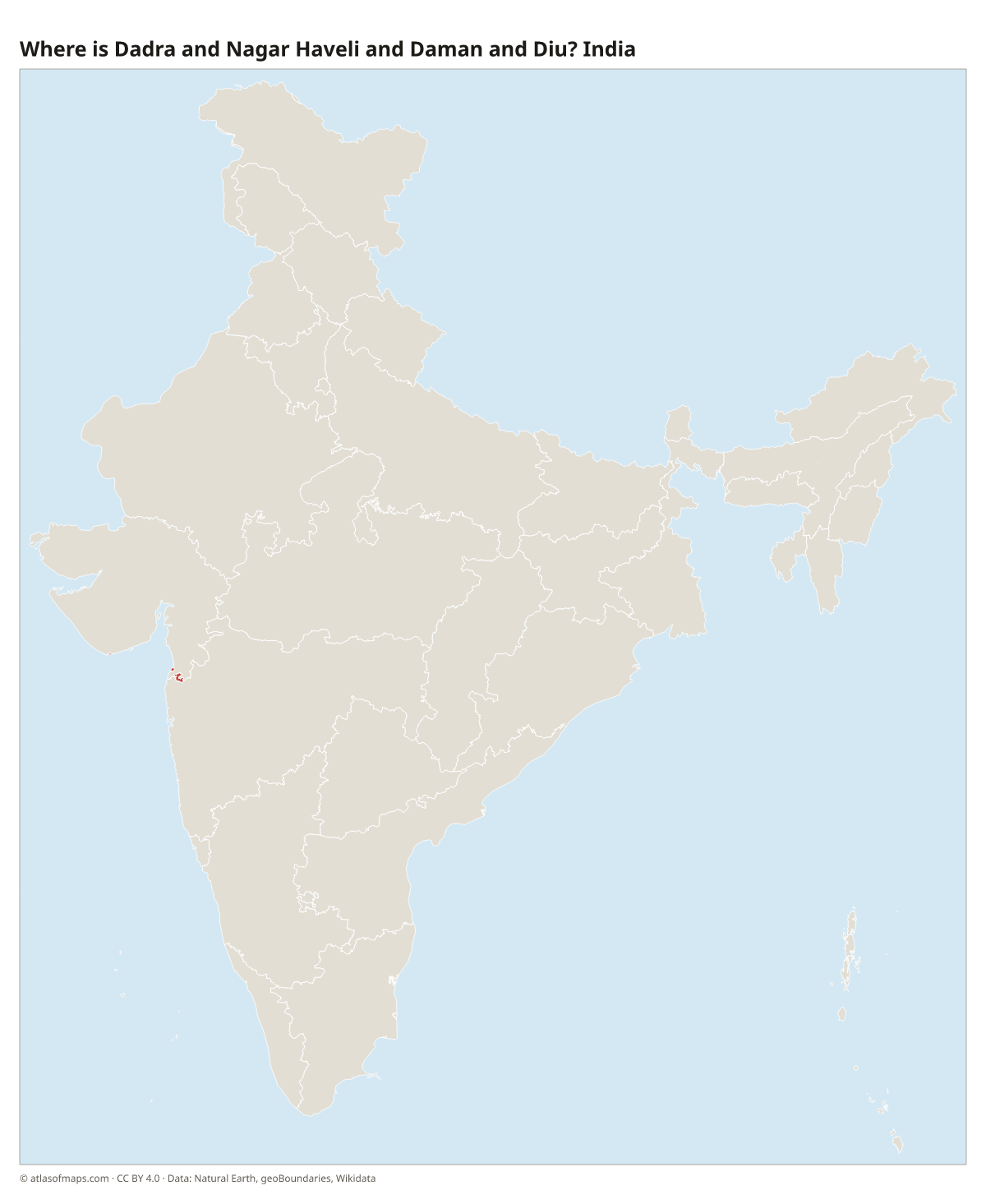 Location of Dadra and Nagar Haveli and Daman and Diu in India
