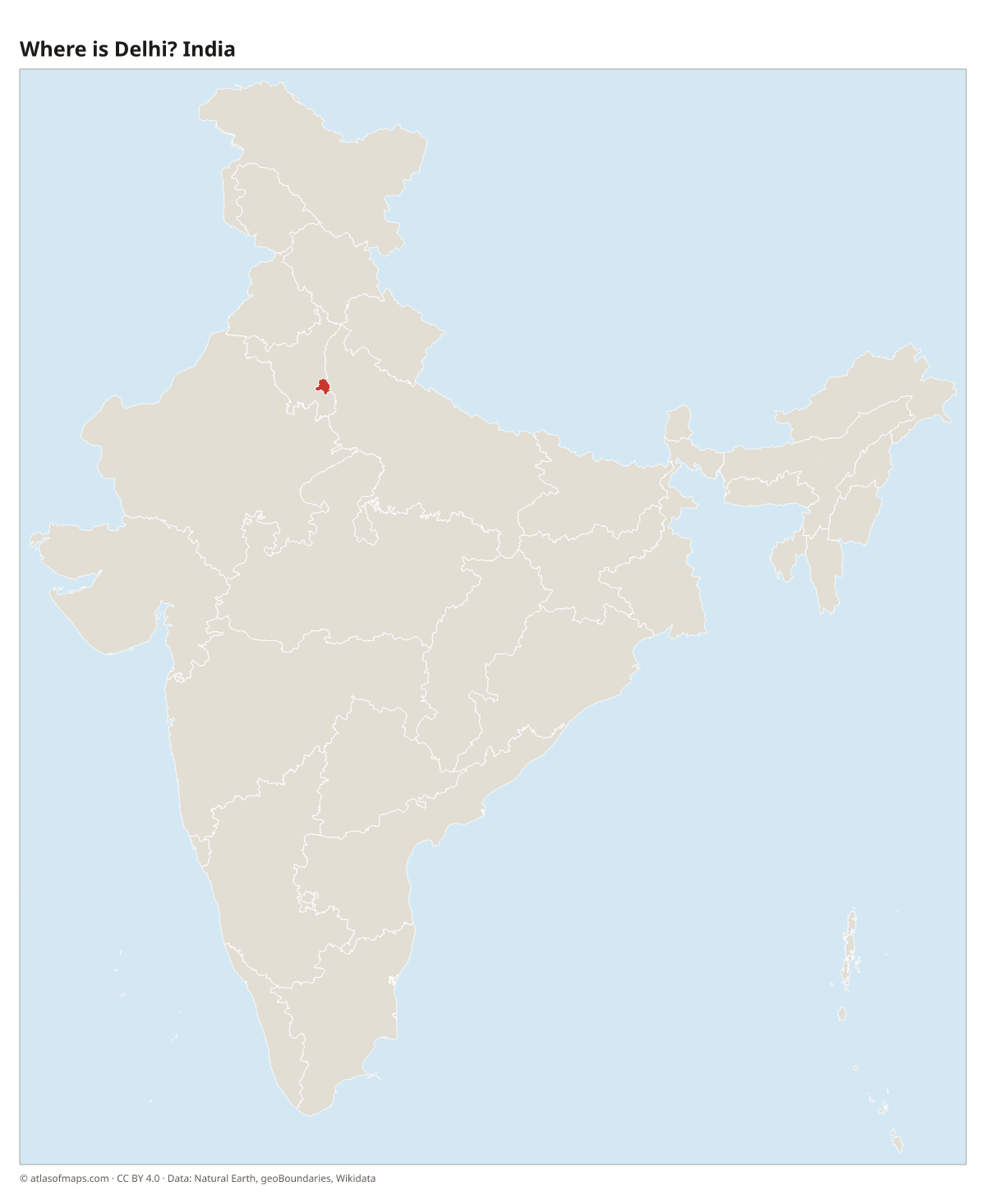 Location of Delhi in India