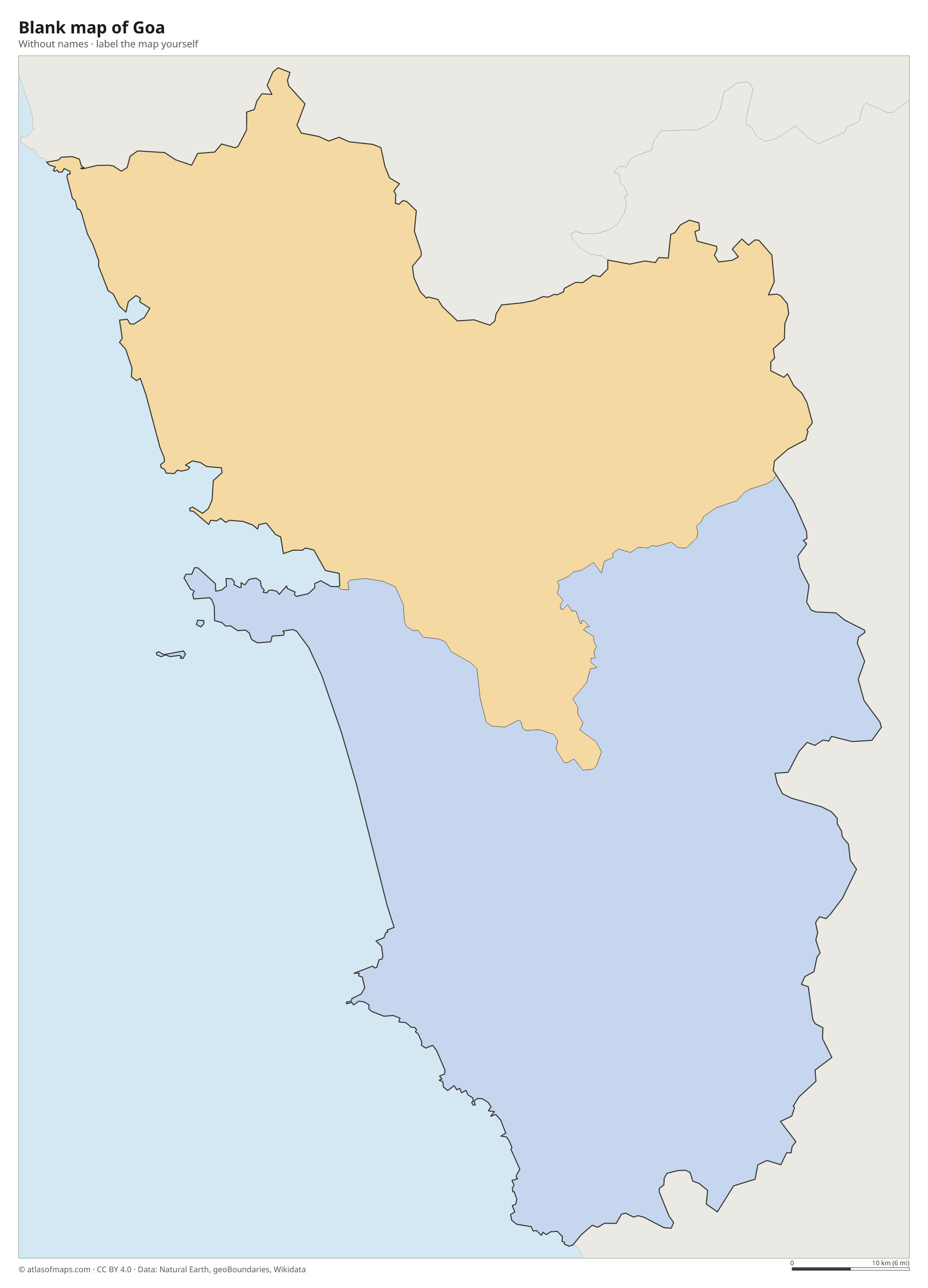 Blank map of Goa without names