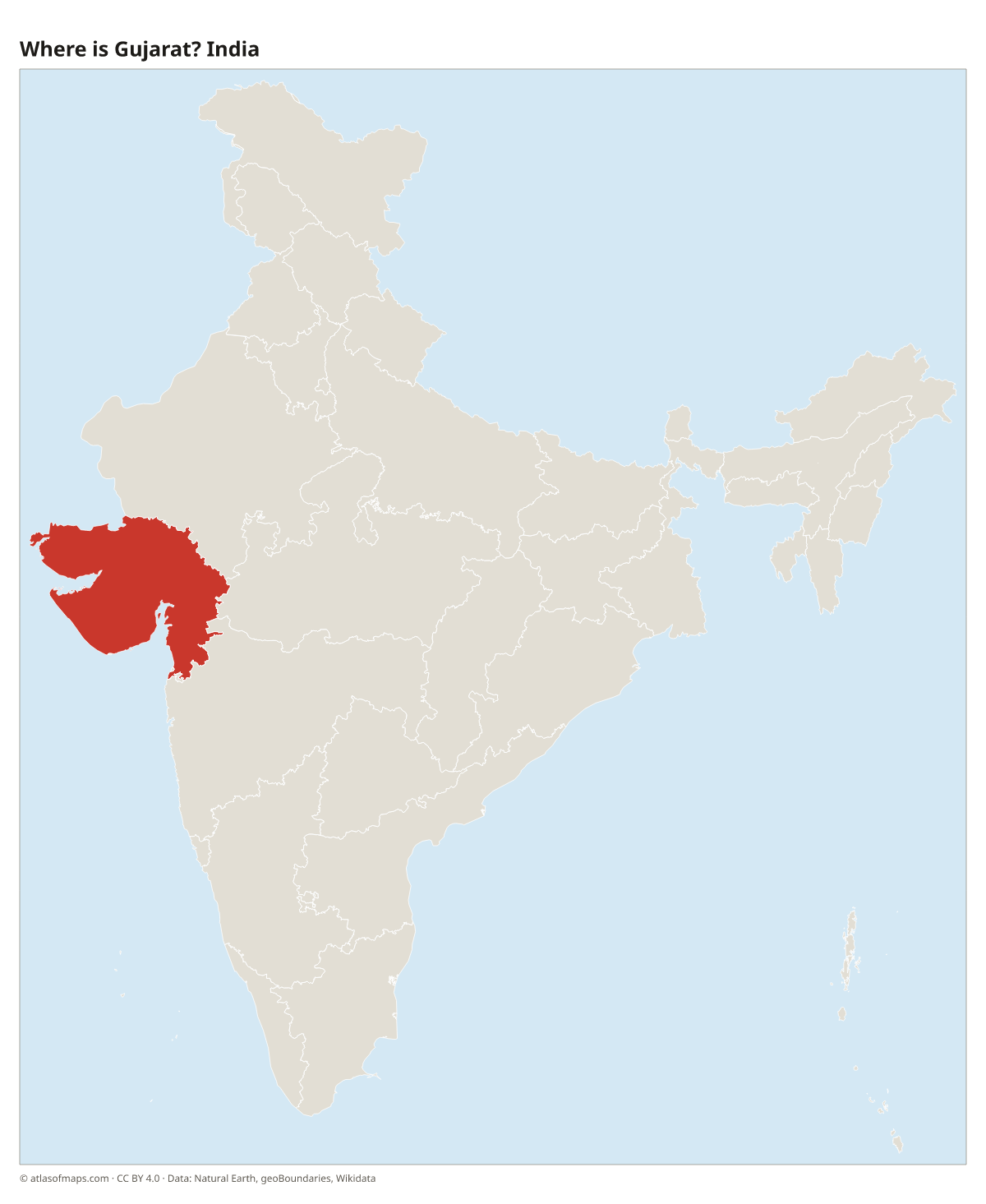 Location of Gujarat in India