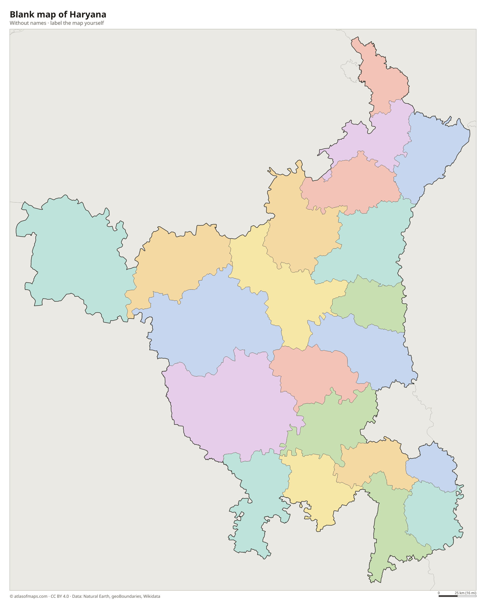 Blank map of Haryana without names