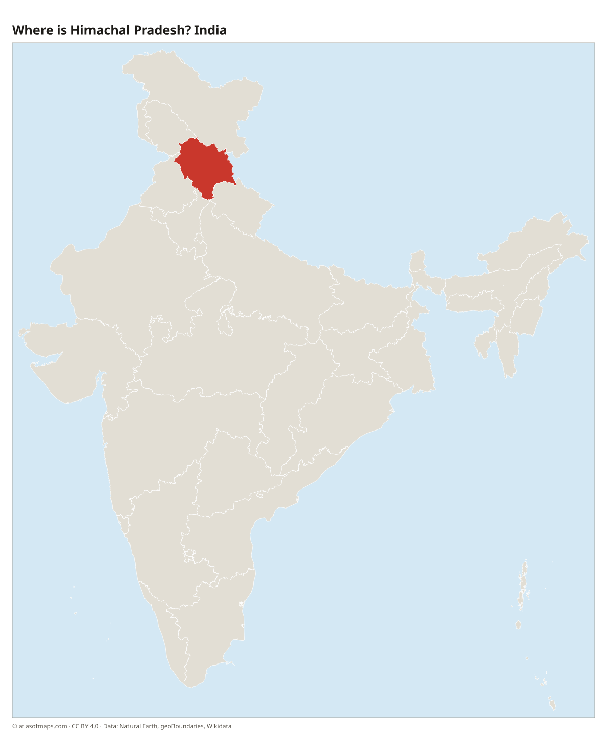 Location of Himachal Pradesh in India