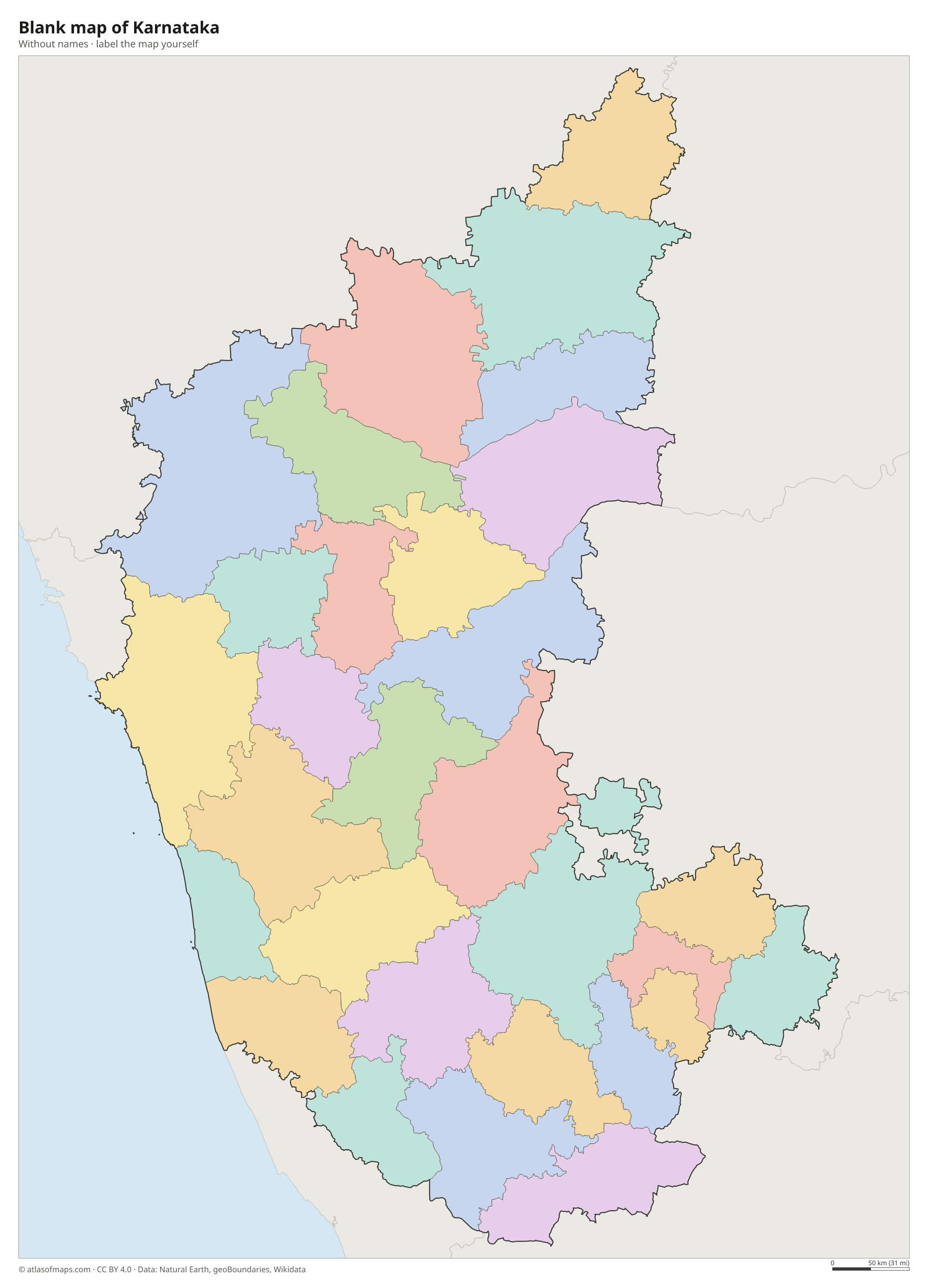 Blank map of Karnataka without names