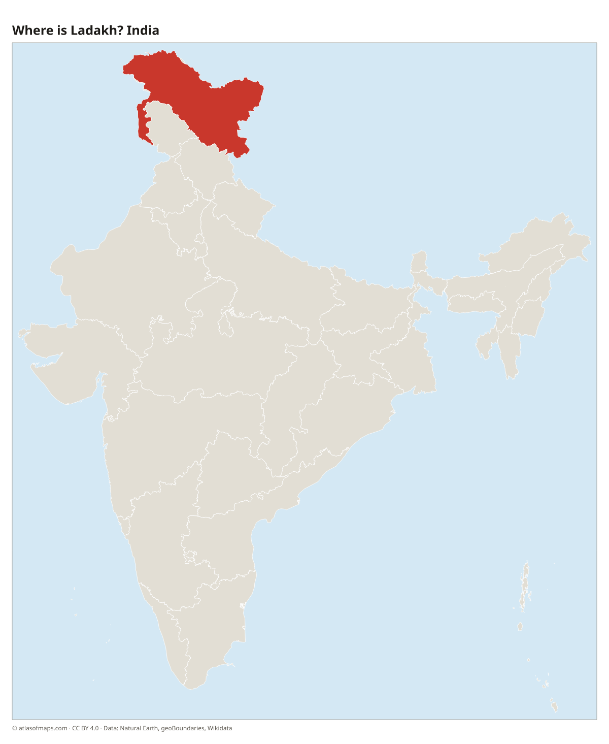 Location of Ladakh in India