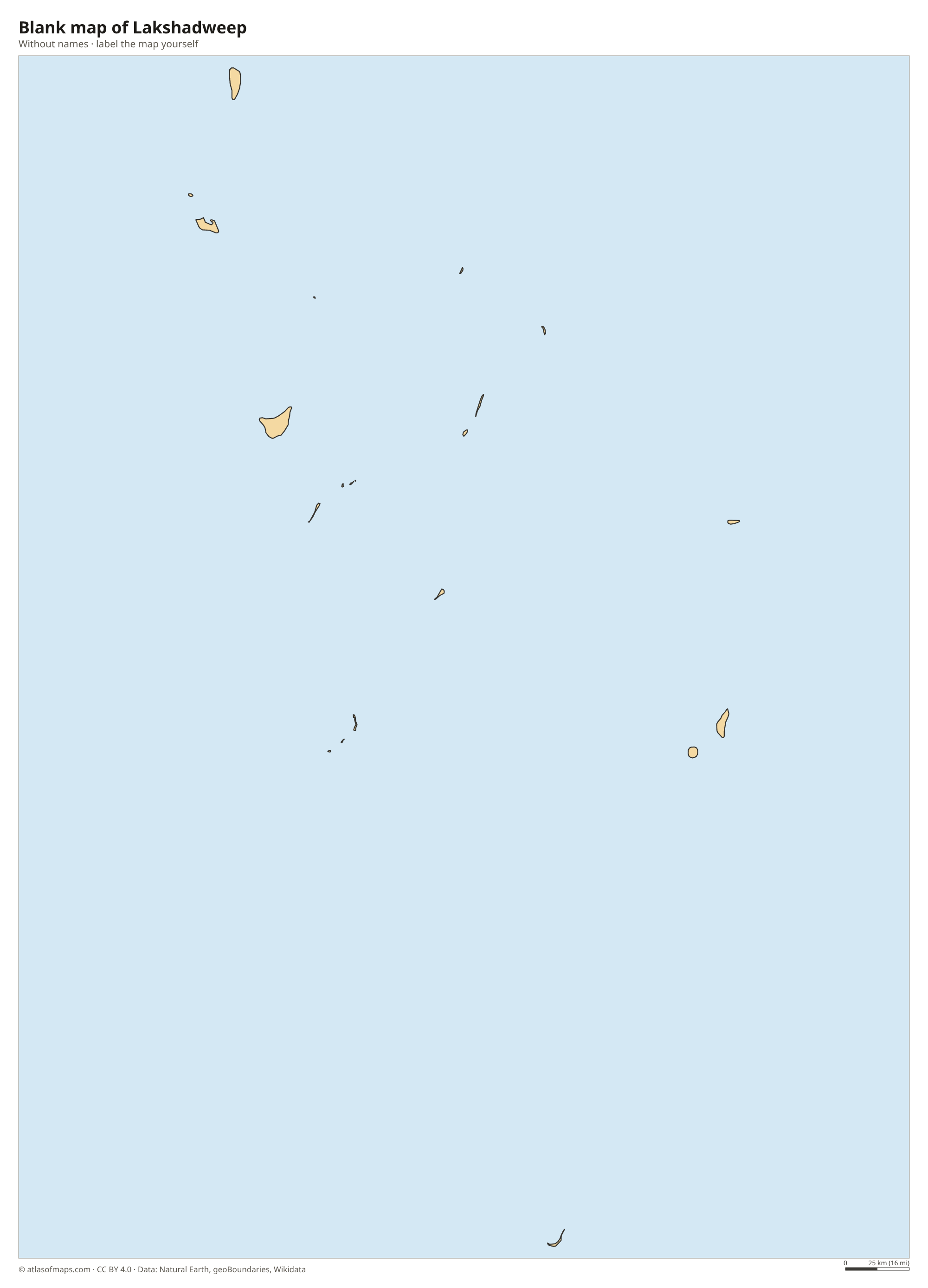 Blank map of Lakshadweep without names