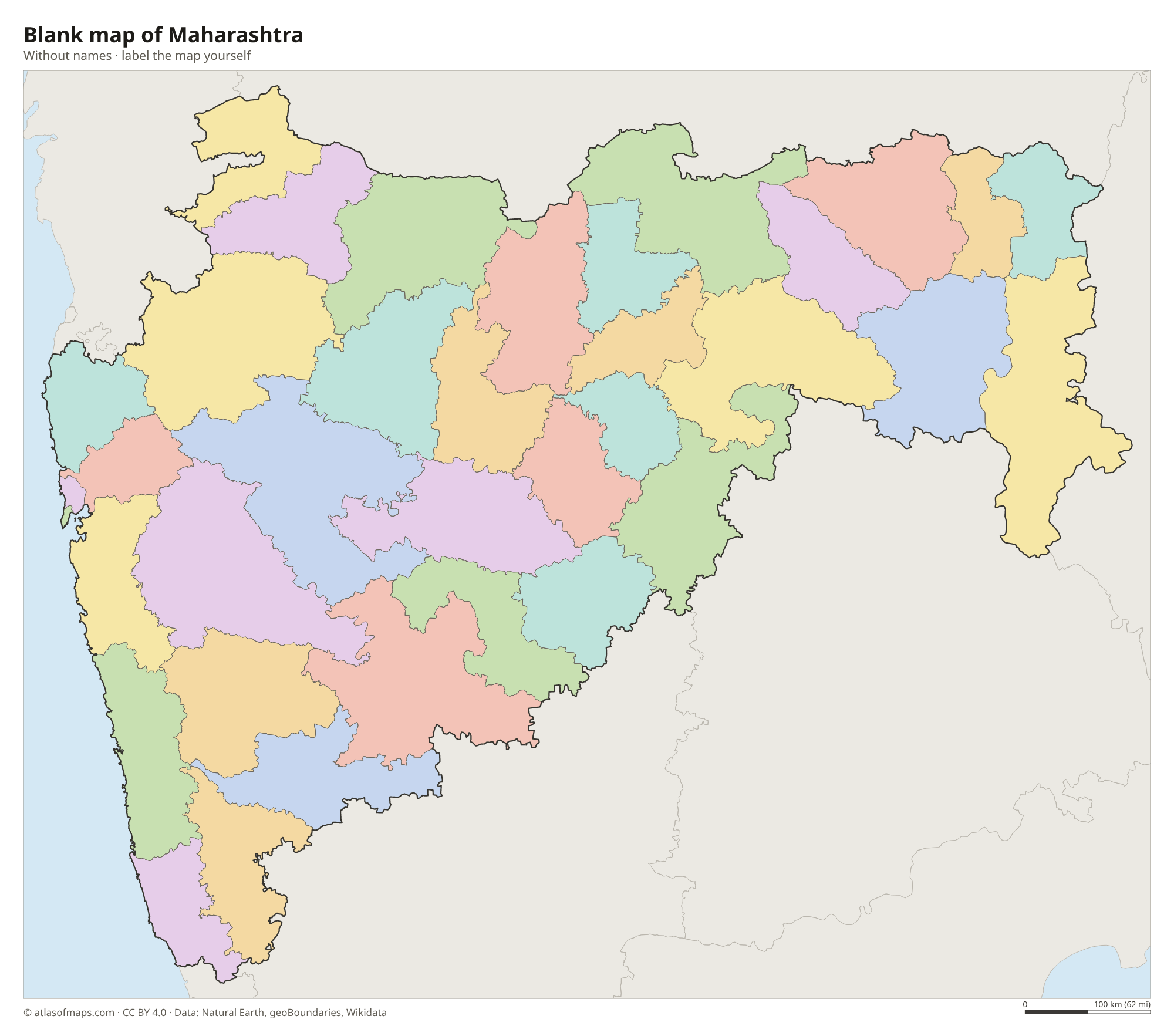 Blank map of Maharashtra without names