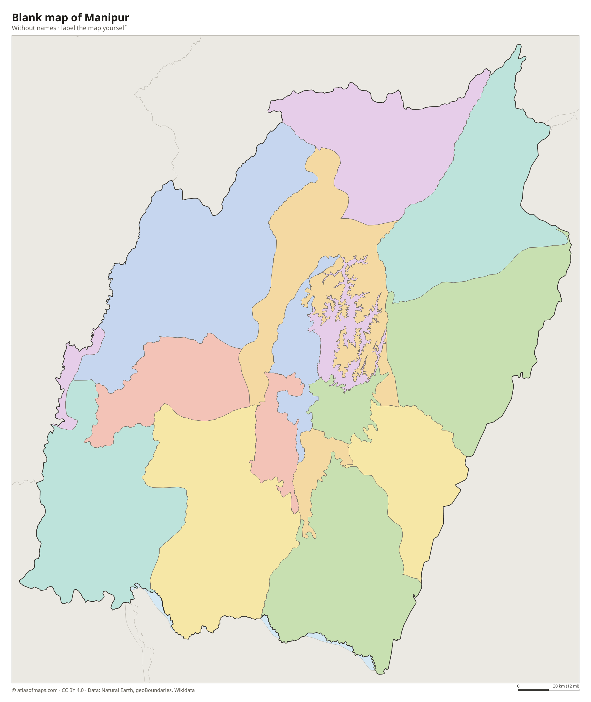 Blank map of Manipur without names
