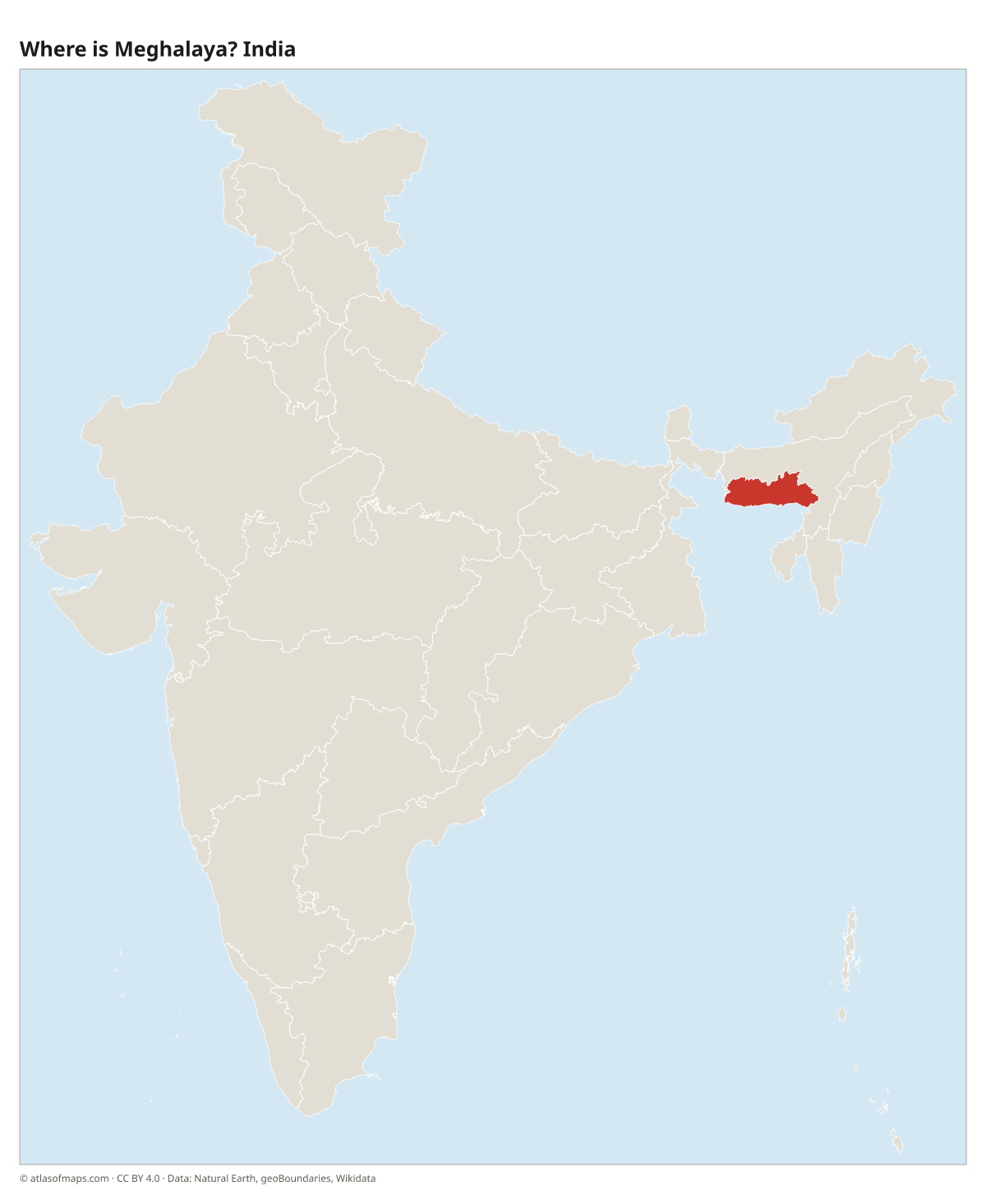 Location of Meghalaya in India