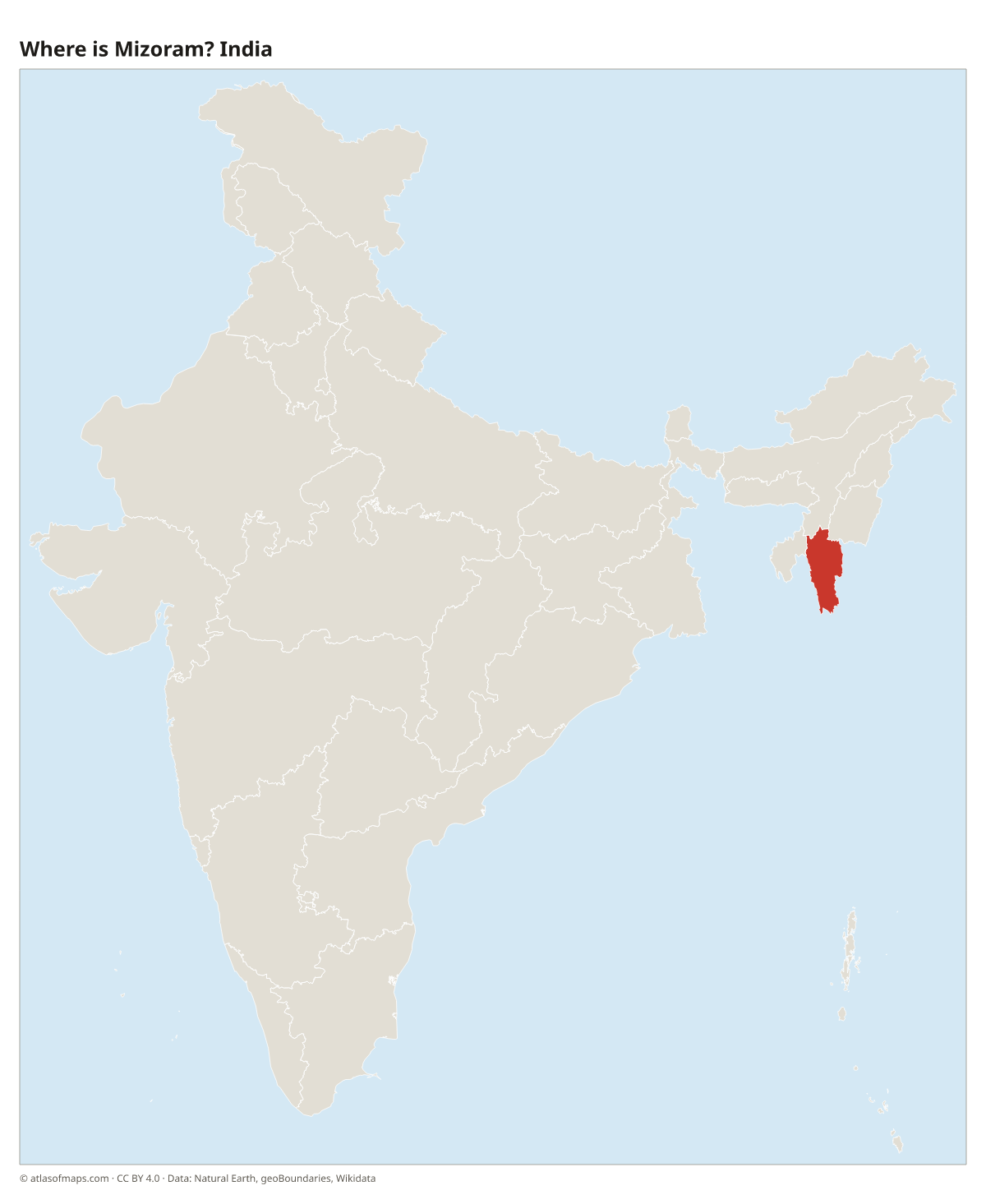 Location of Mizoram in India