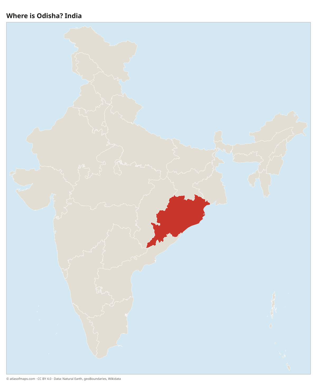 Location of Odisha in India