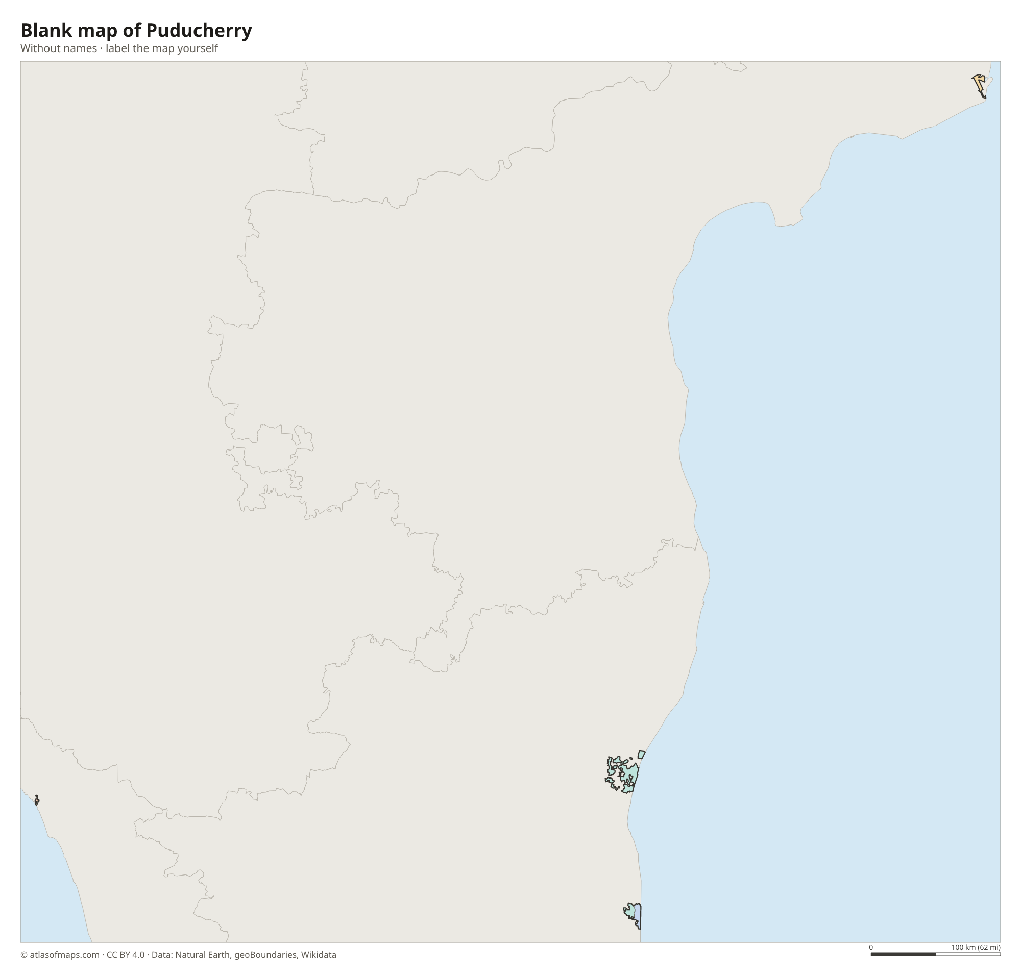 Blank map of Puducherry without names