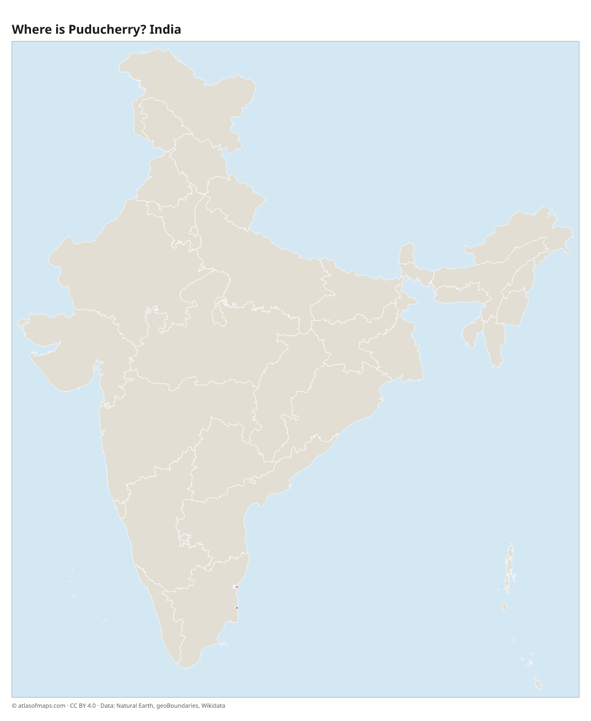Location of Puducherry in India
