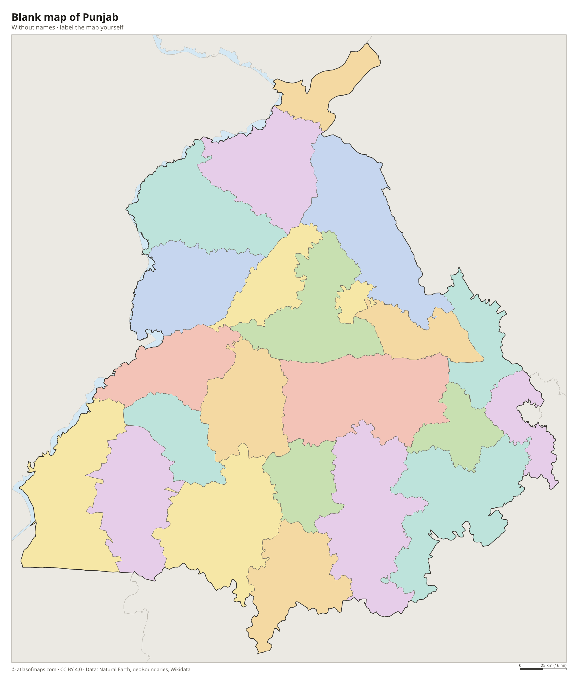 Blank map of Punjab without names