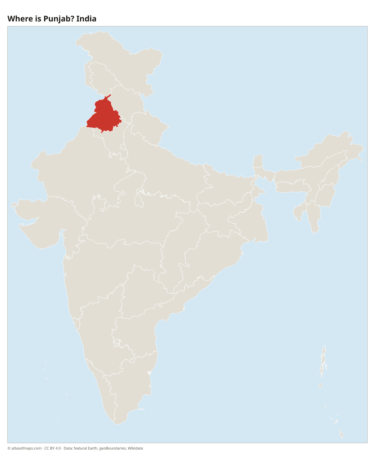 Location of Punjab in India