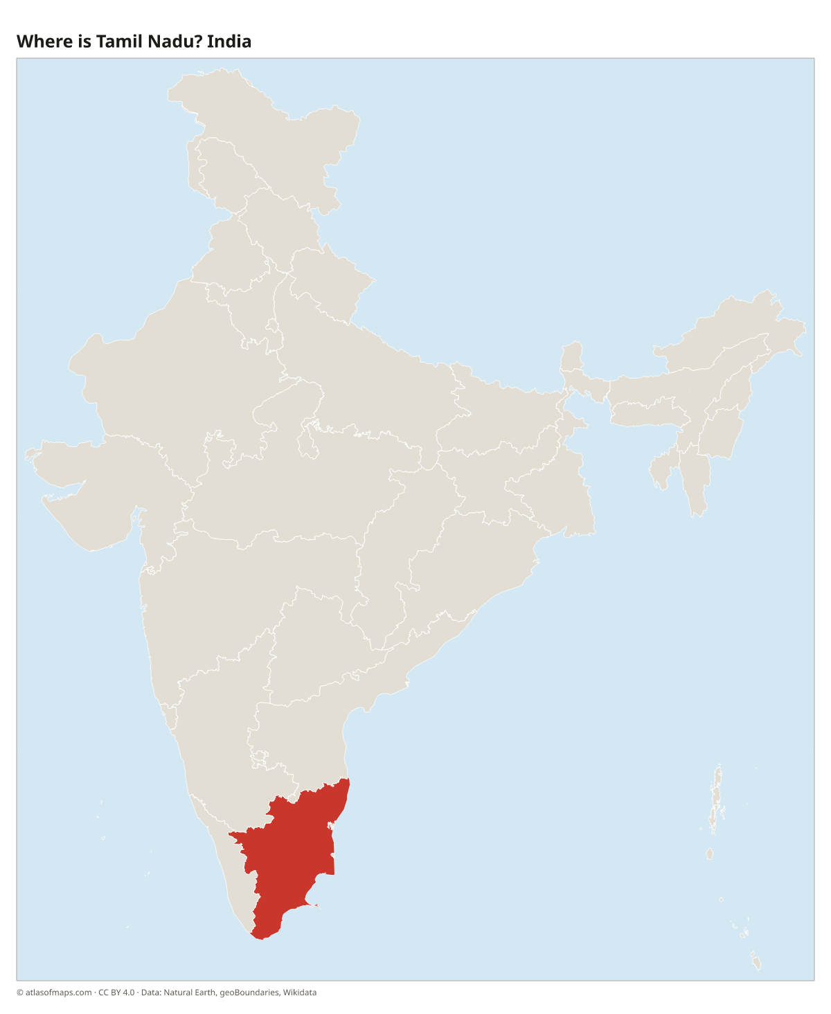 Location of Tamil Nadu in India