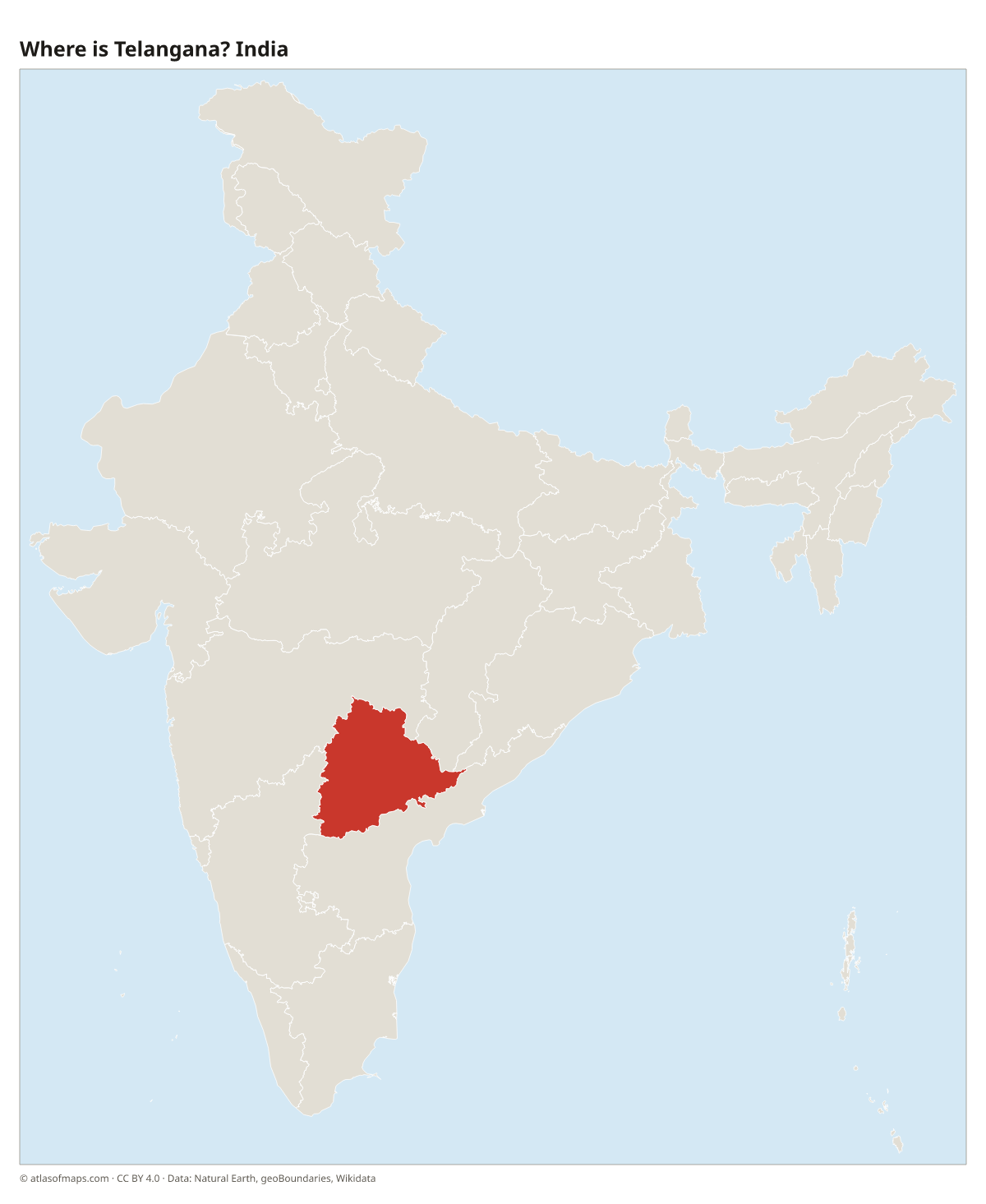 Location of Telangana in India