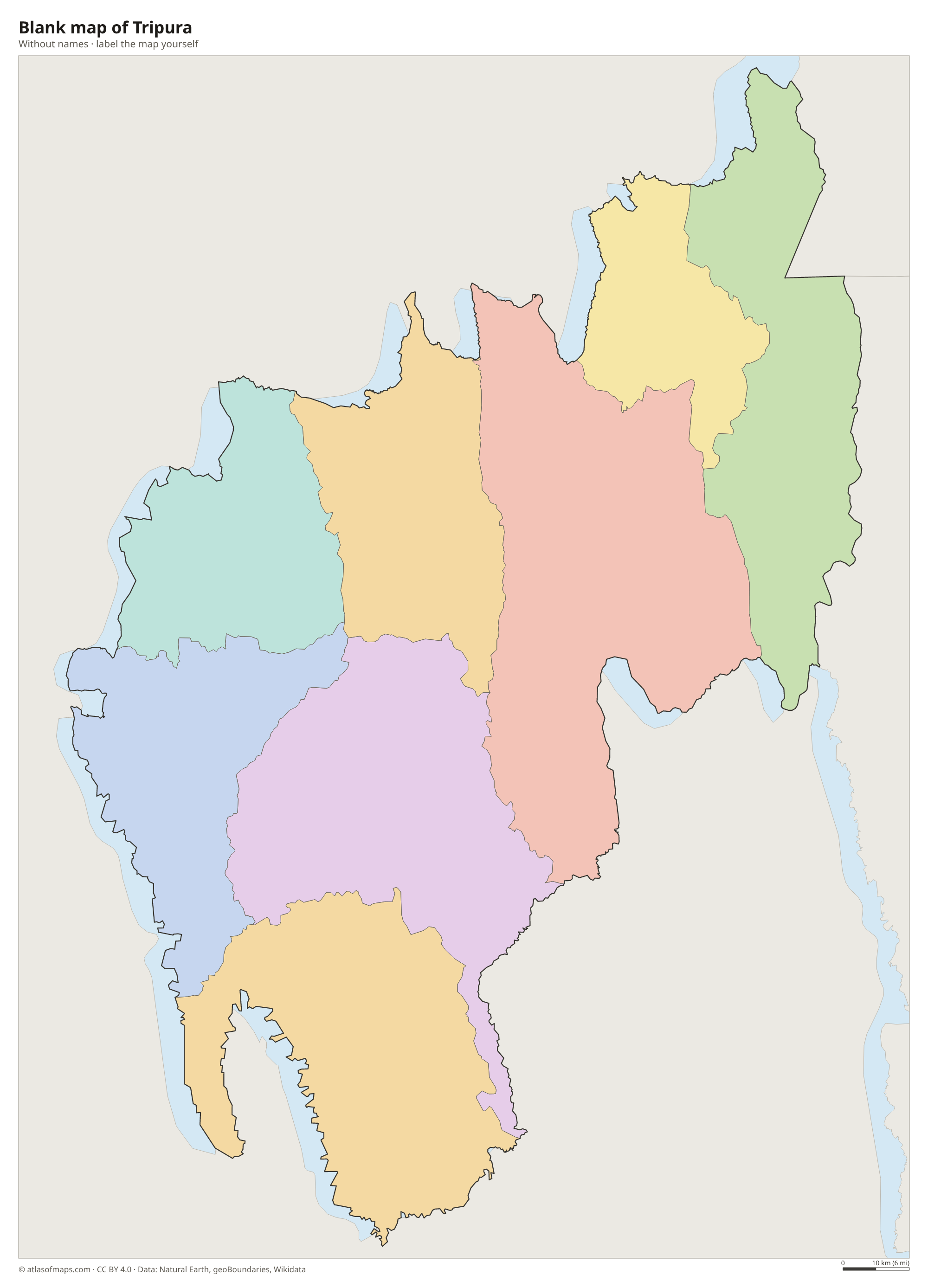 Blank map of Tripura without names
