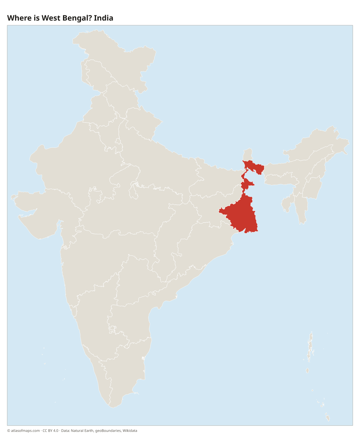 Location of West Bengal in India