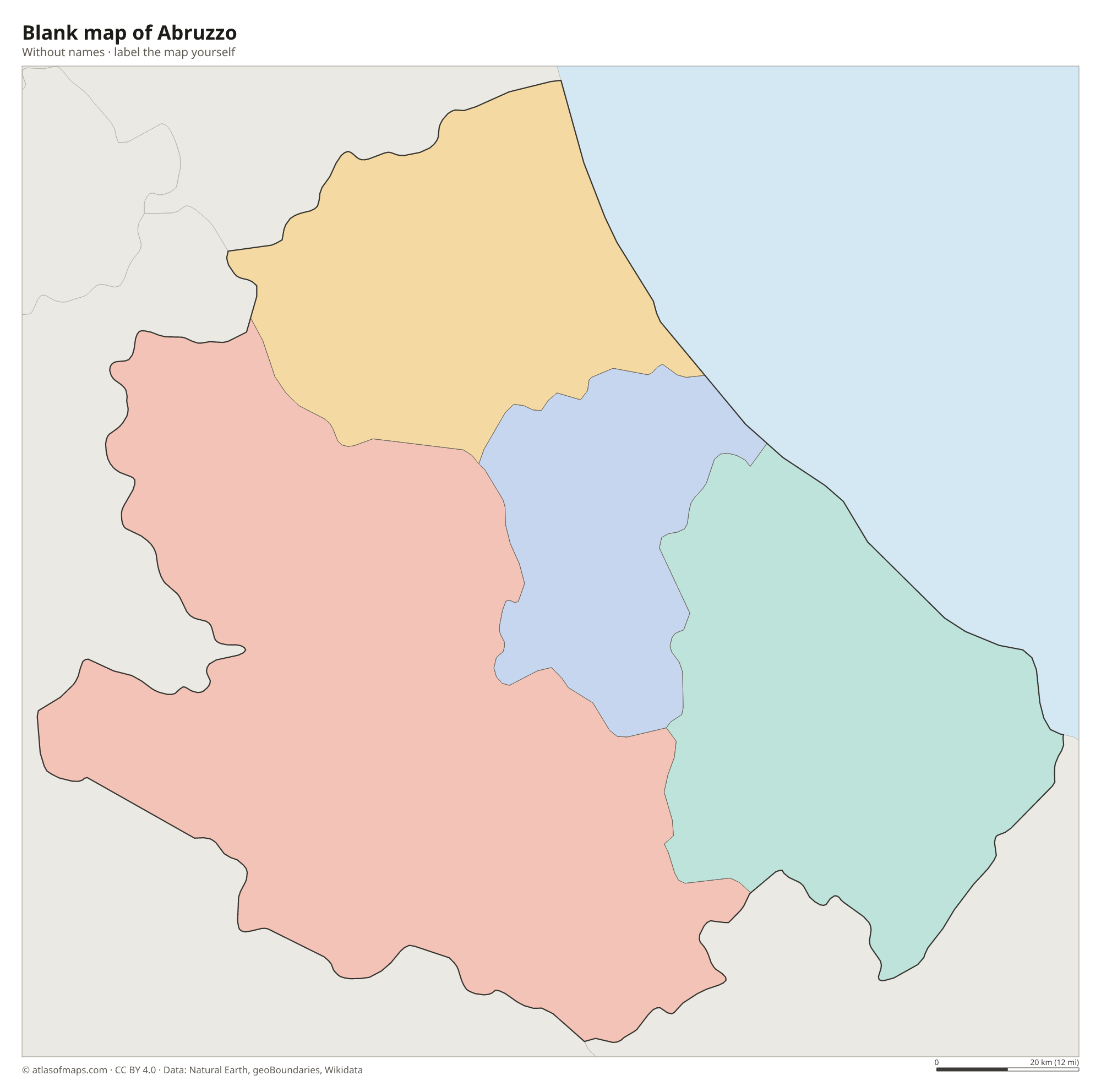 Blank map of Abruzzo without names