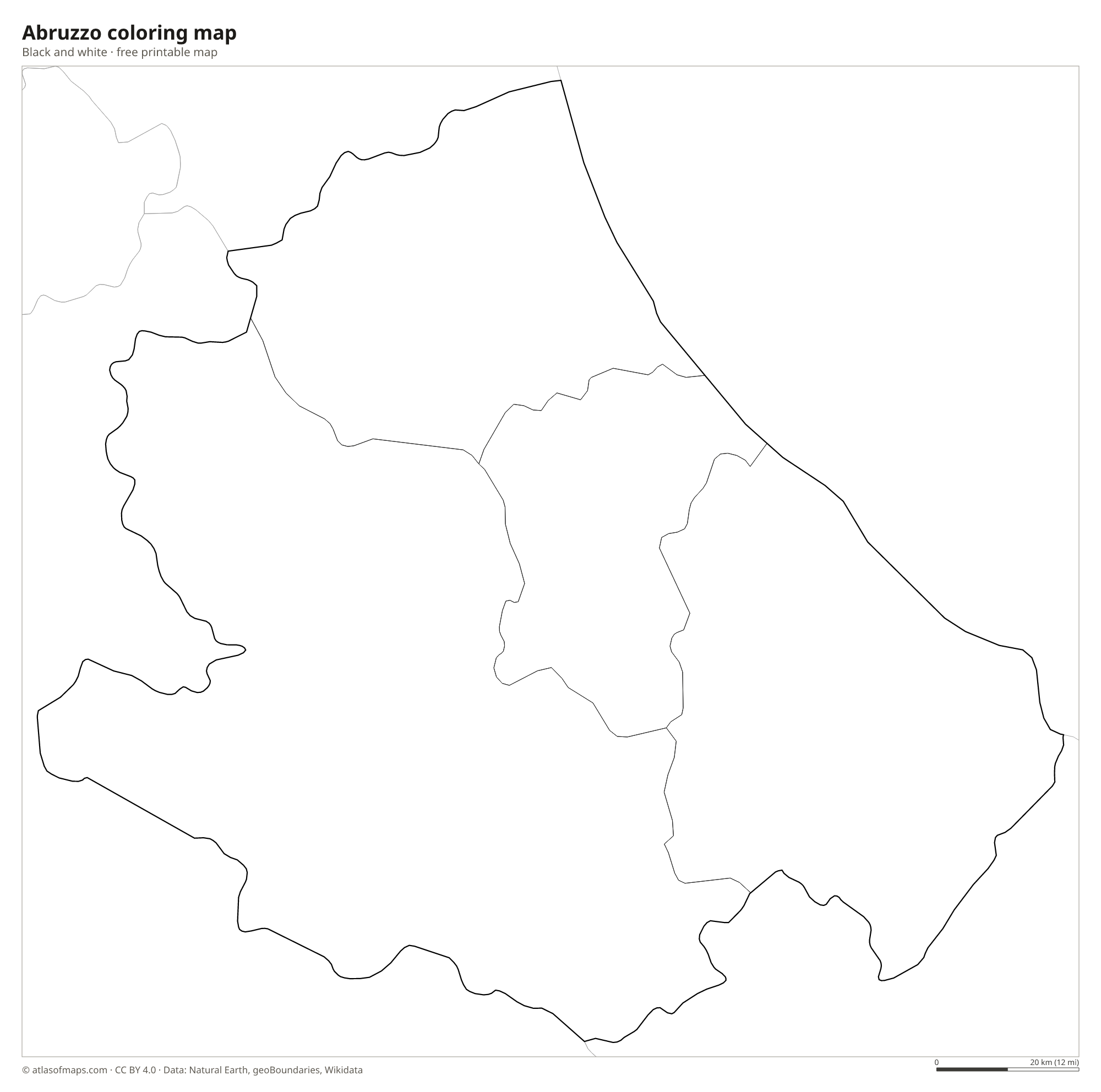 Black-and-white coloring map of Abruzzo