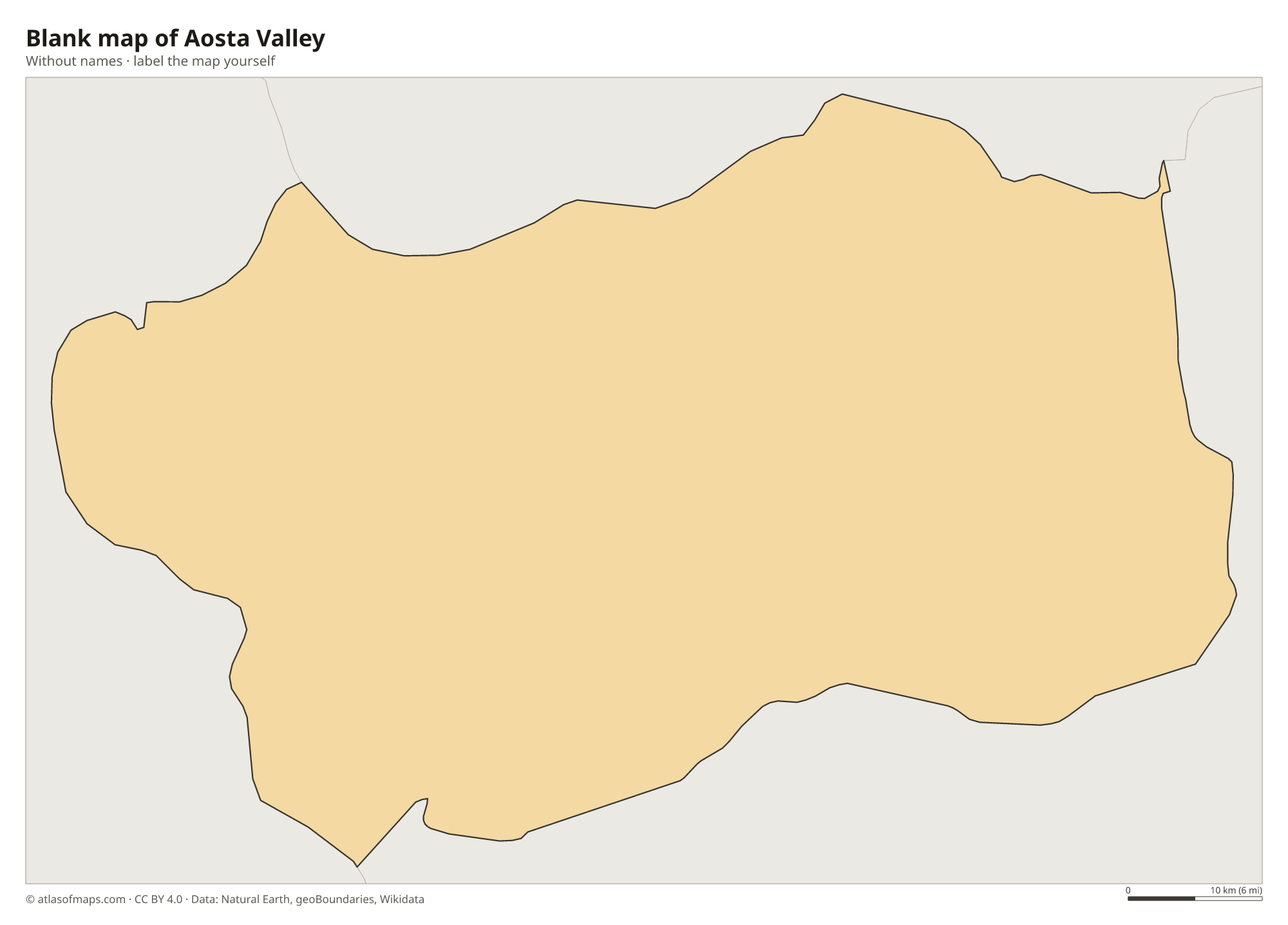 Blank map of Aosta Valley without names