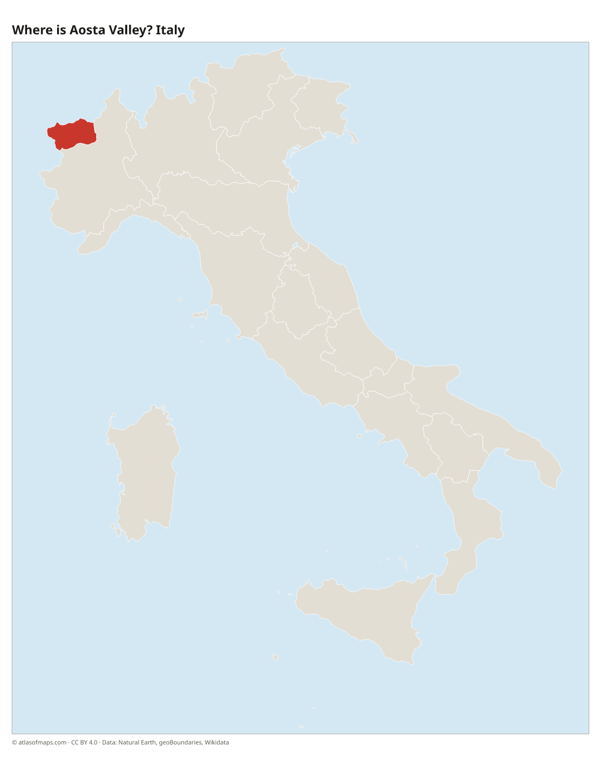 Location of Aosta Valley in Italy