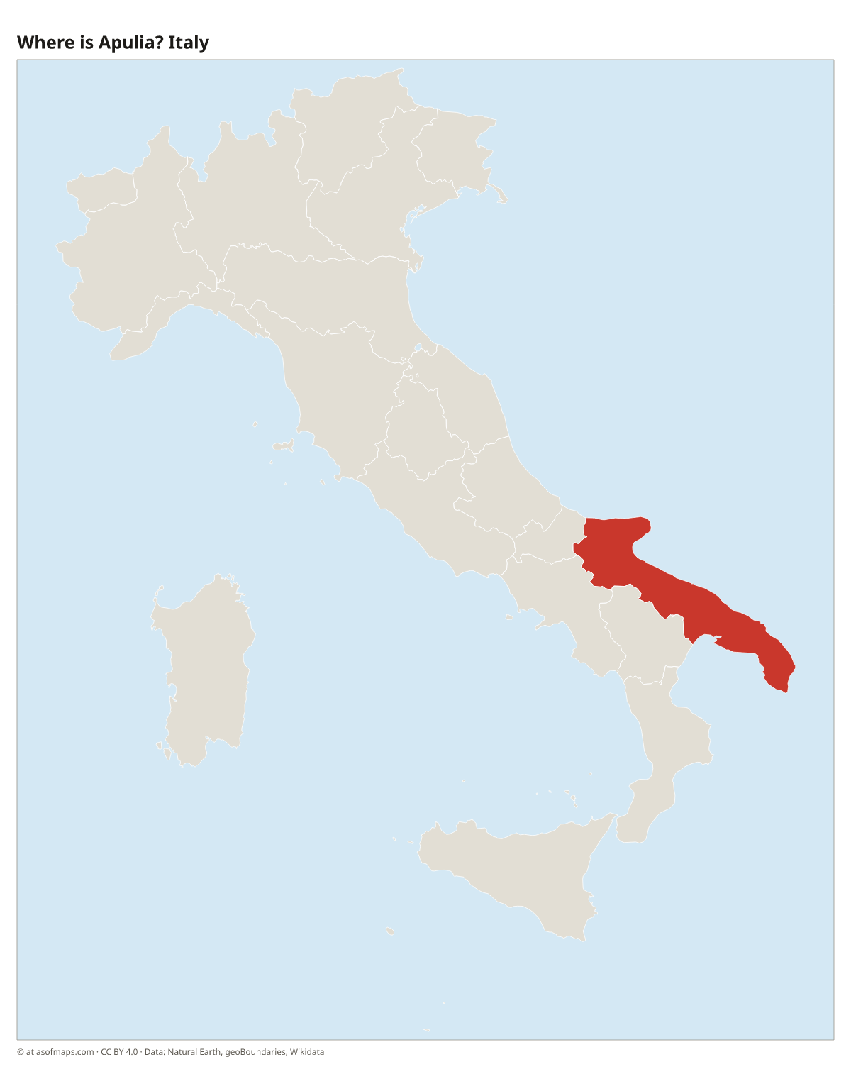 Location of Apulia in Italy