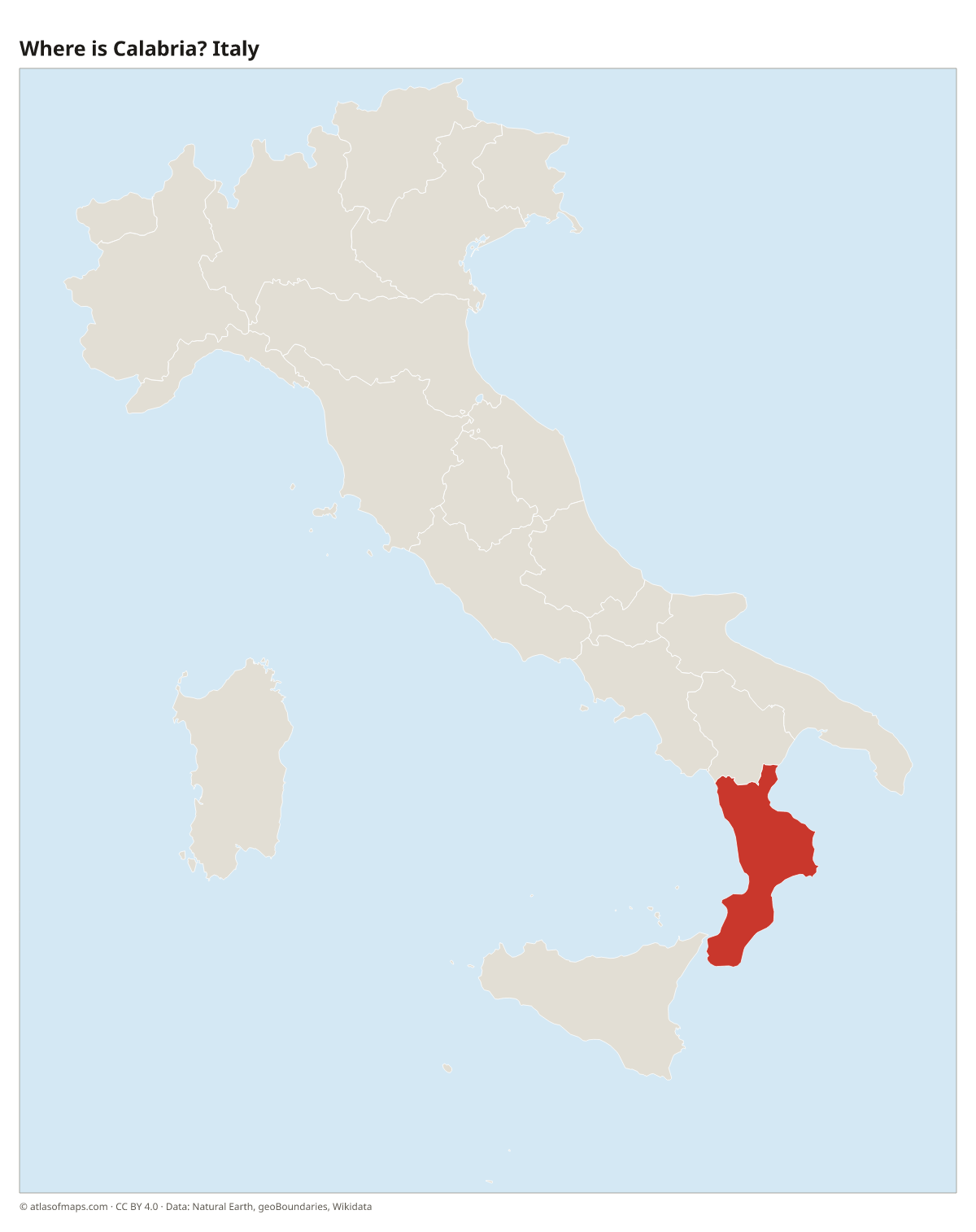 Location of Calabria in Italy