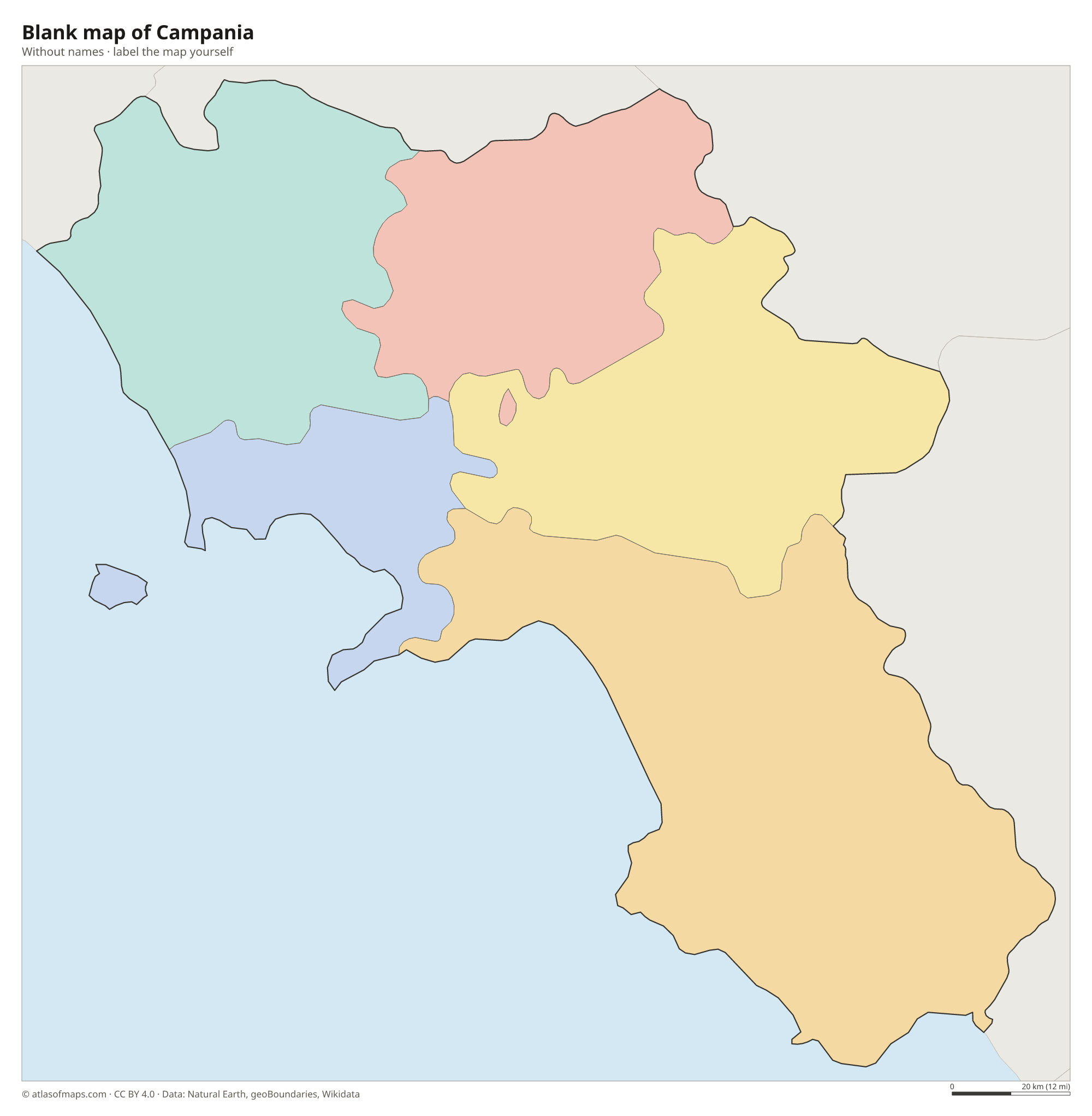 Blank map of Campania without names