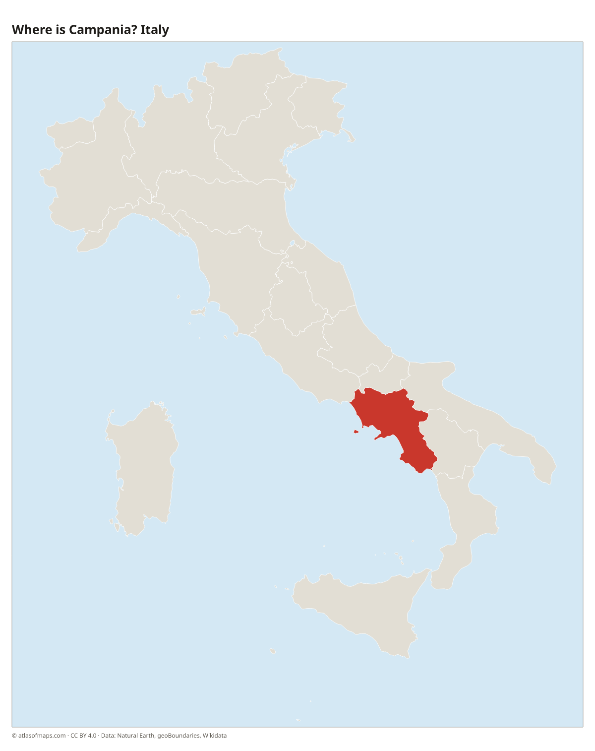 Location of Campania in Italy
