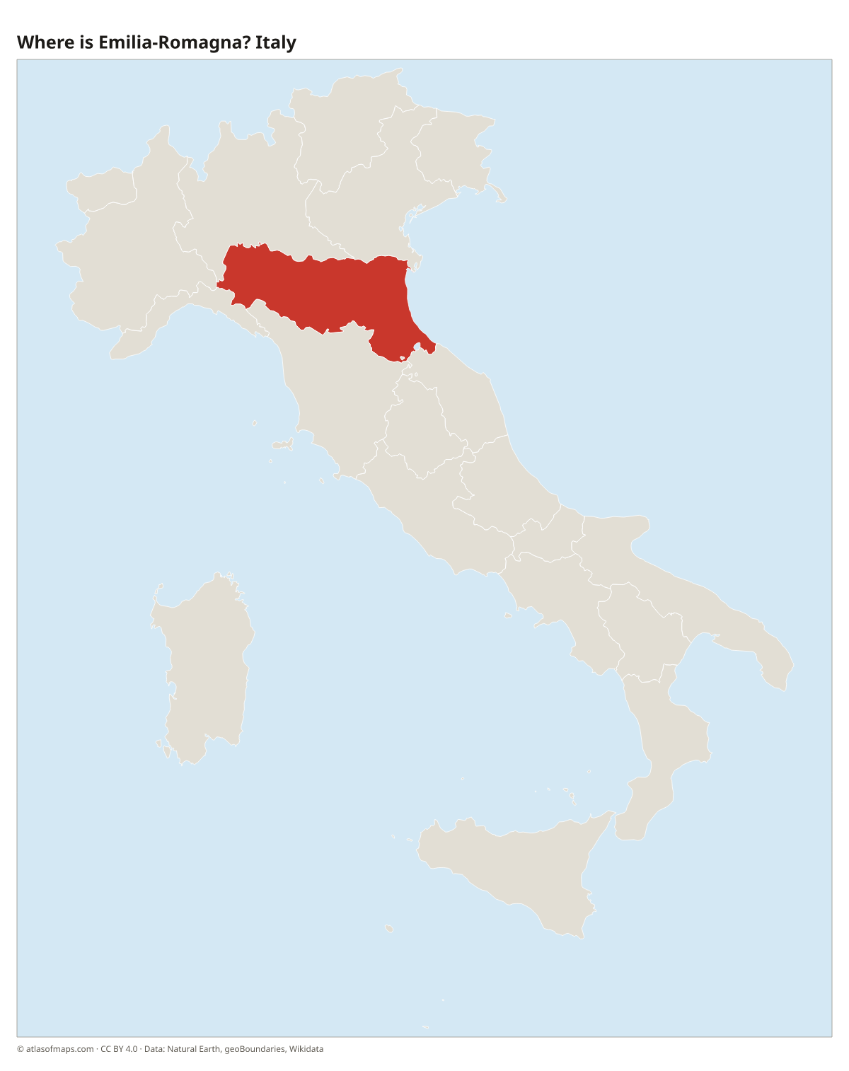 Location of Emilia-Romagna in Italy