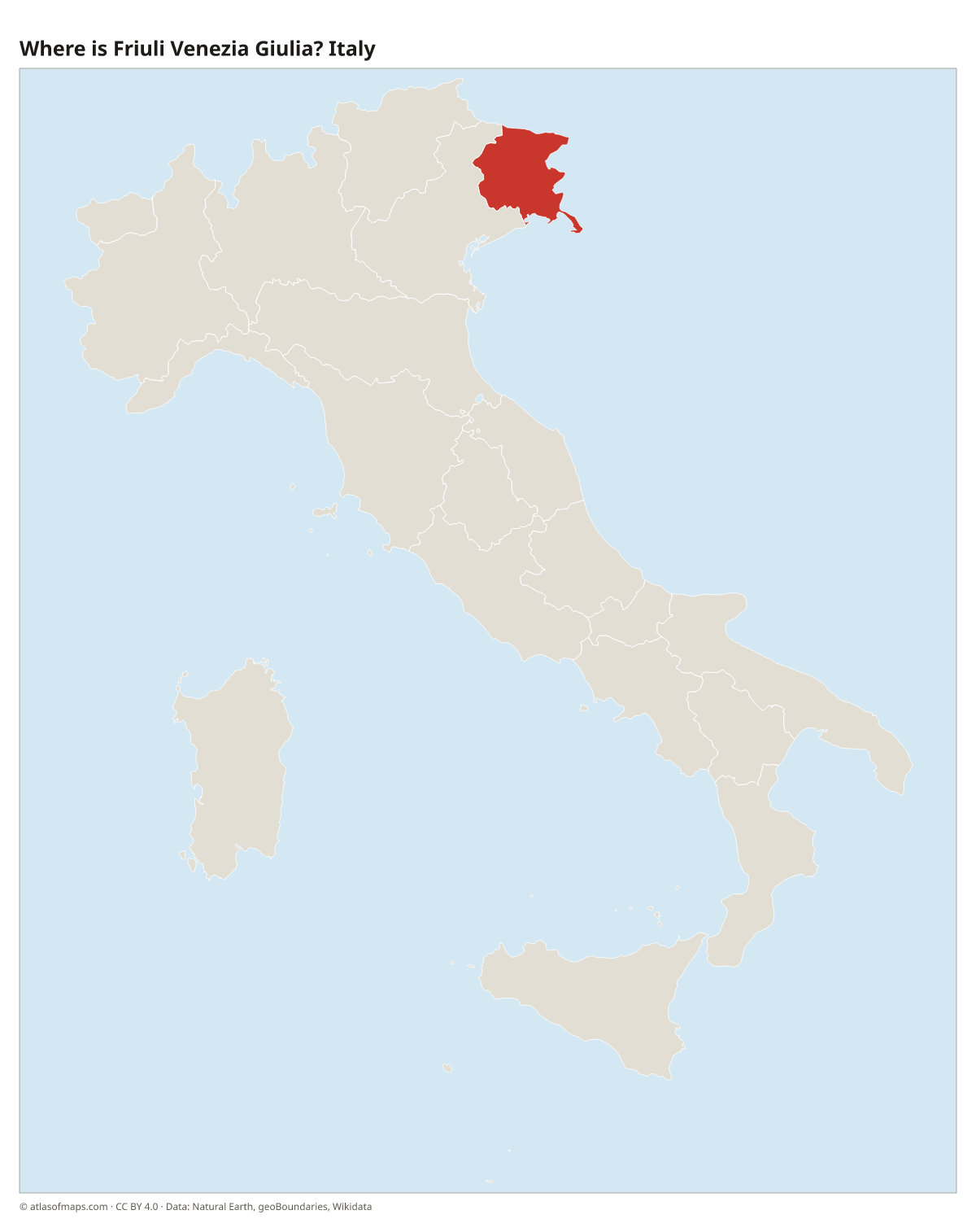 Location of Friuli Venezia Giulia in Italy