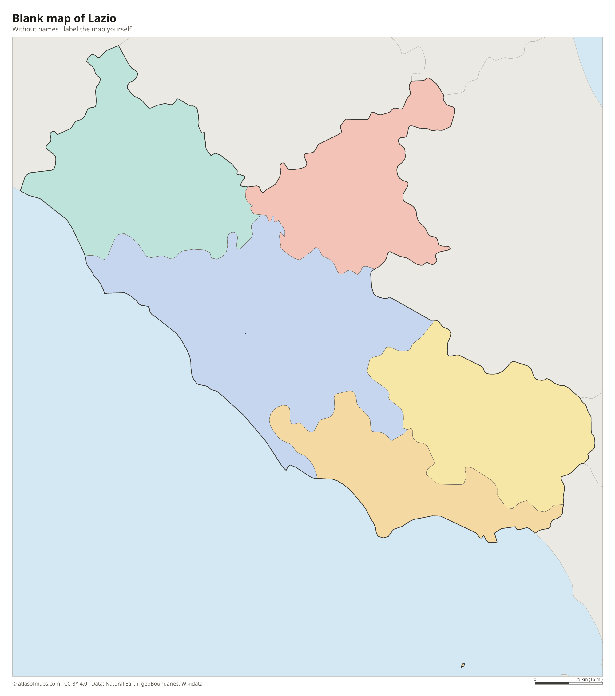 Blank map of Lazio without names