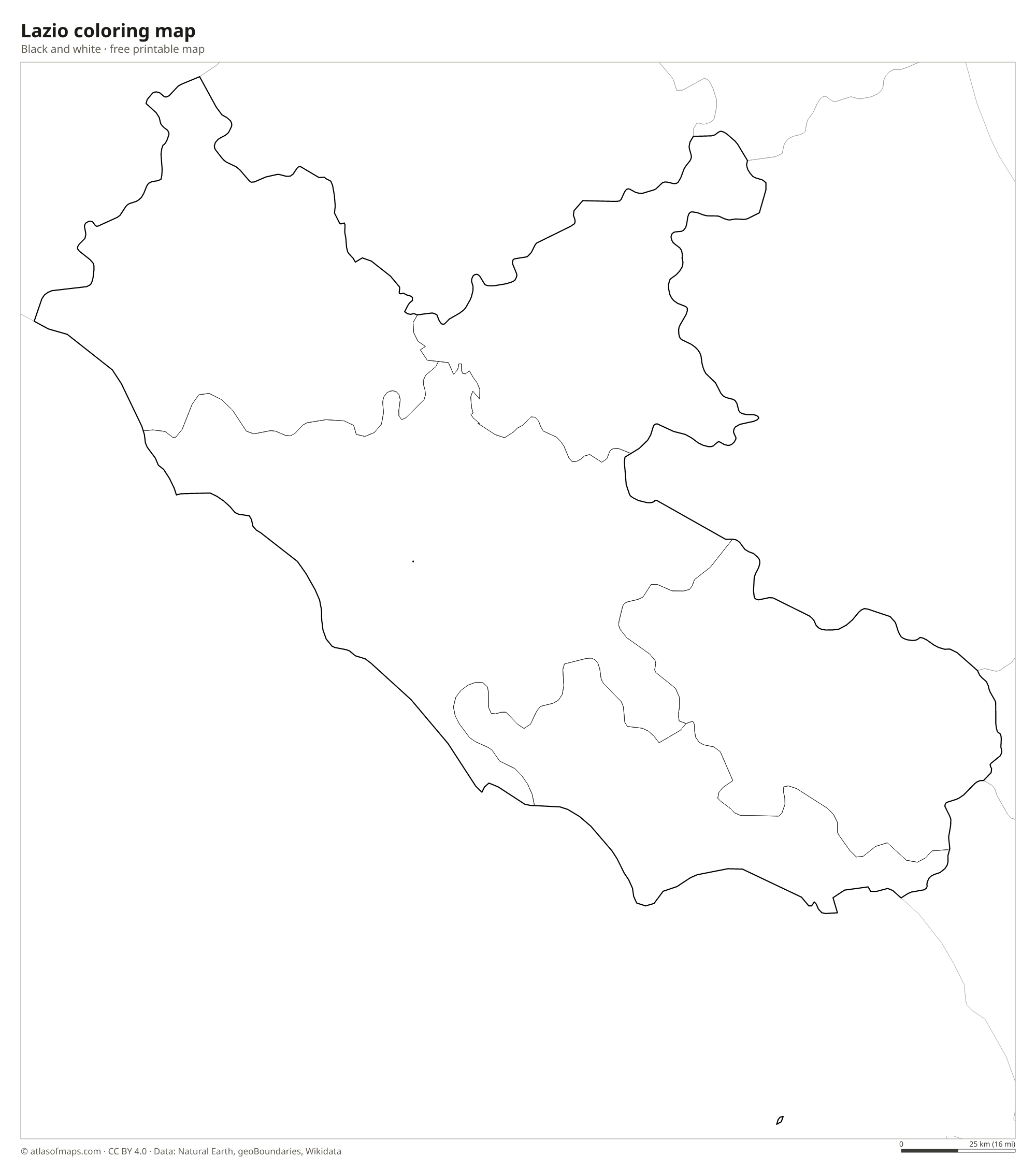 Black-and-white coloring map of Lazio