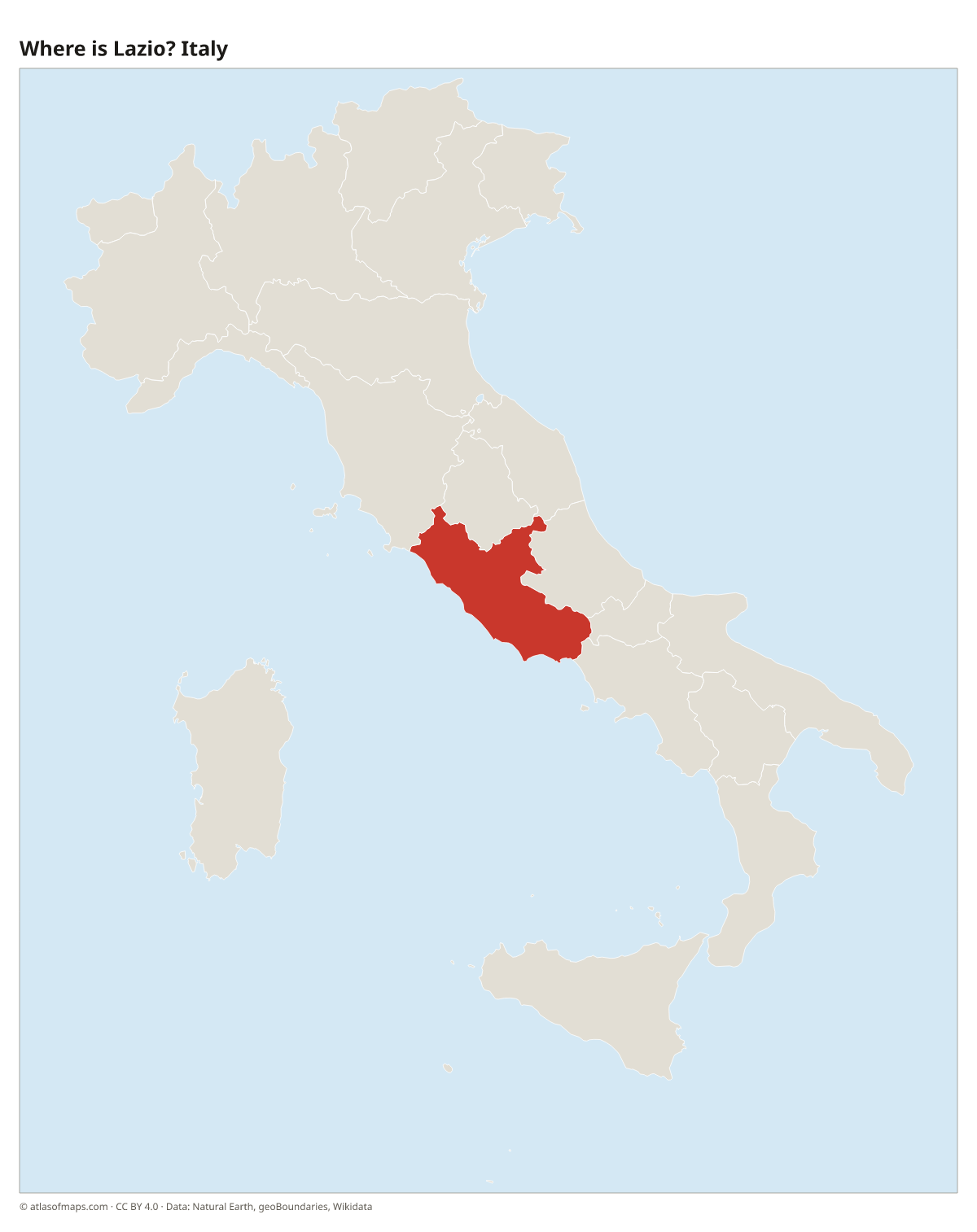 Location of Lazio in Italy