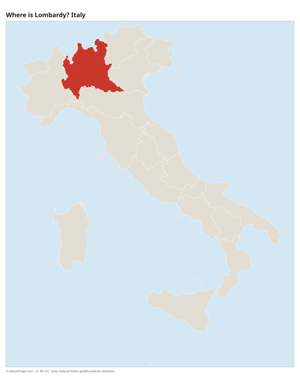Location of Lombardy in Italy