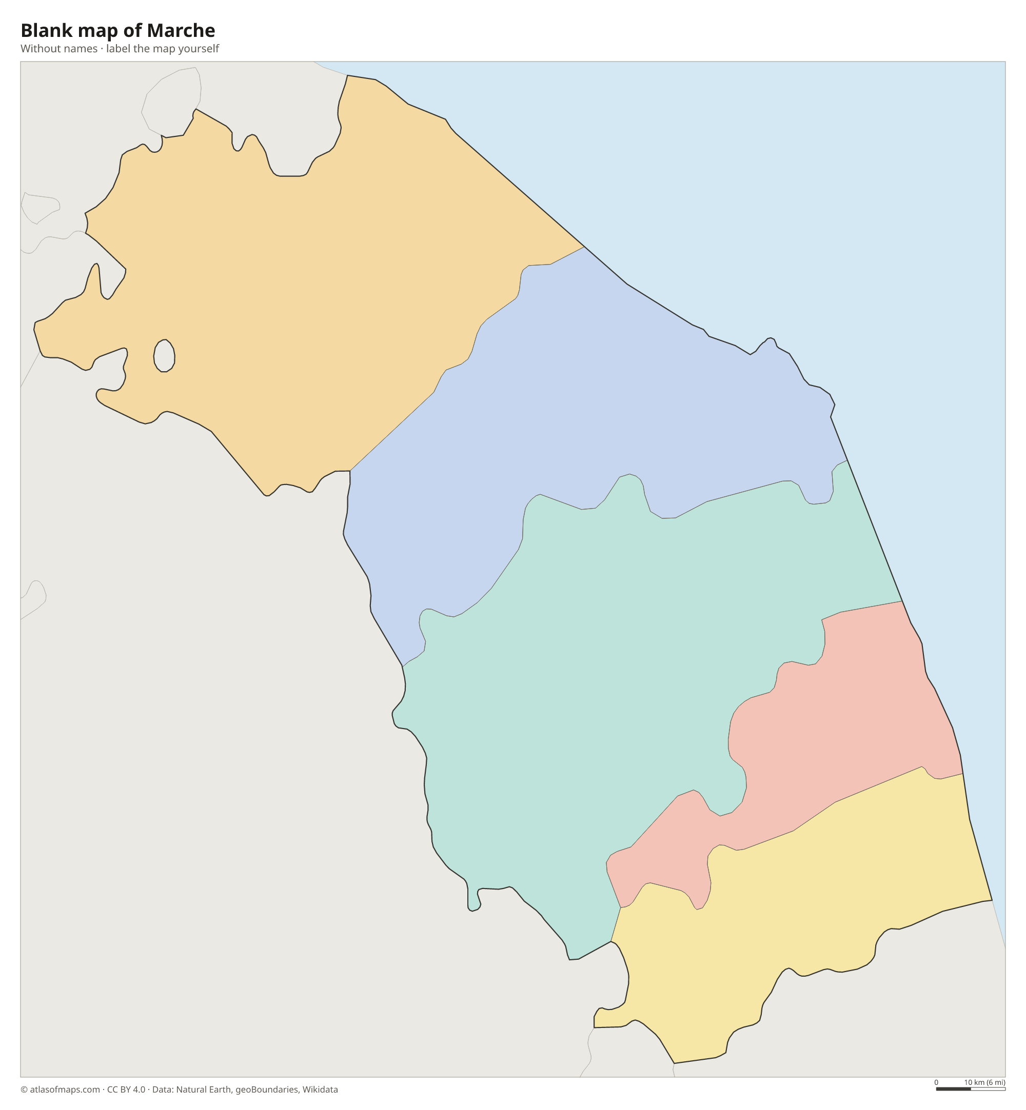 Blank map of Marche without names