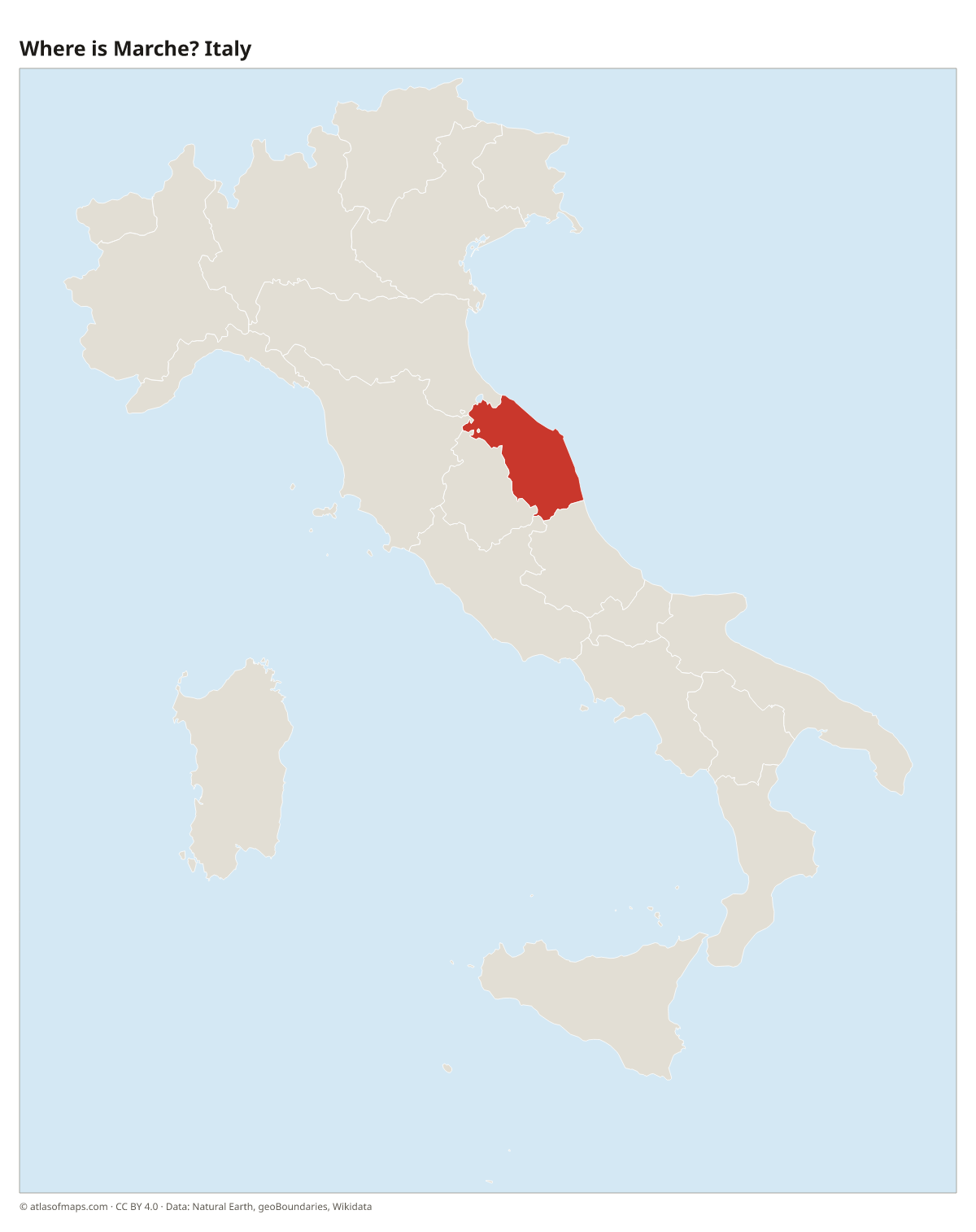 Location of Marche in Italy