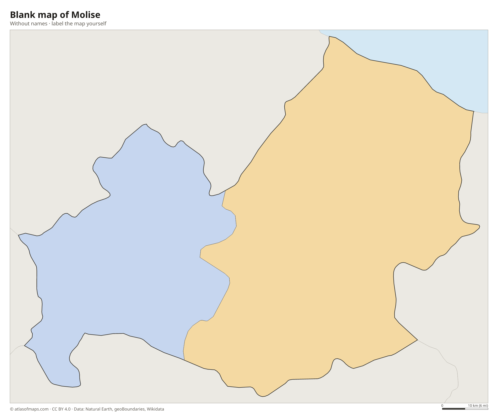 Blank map of Molise without names