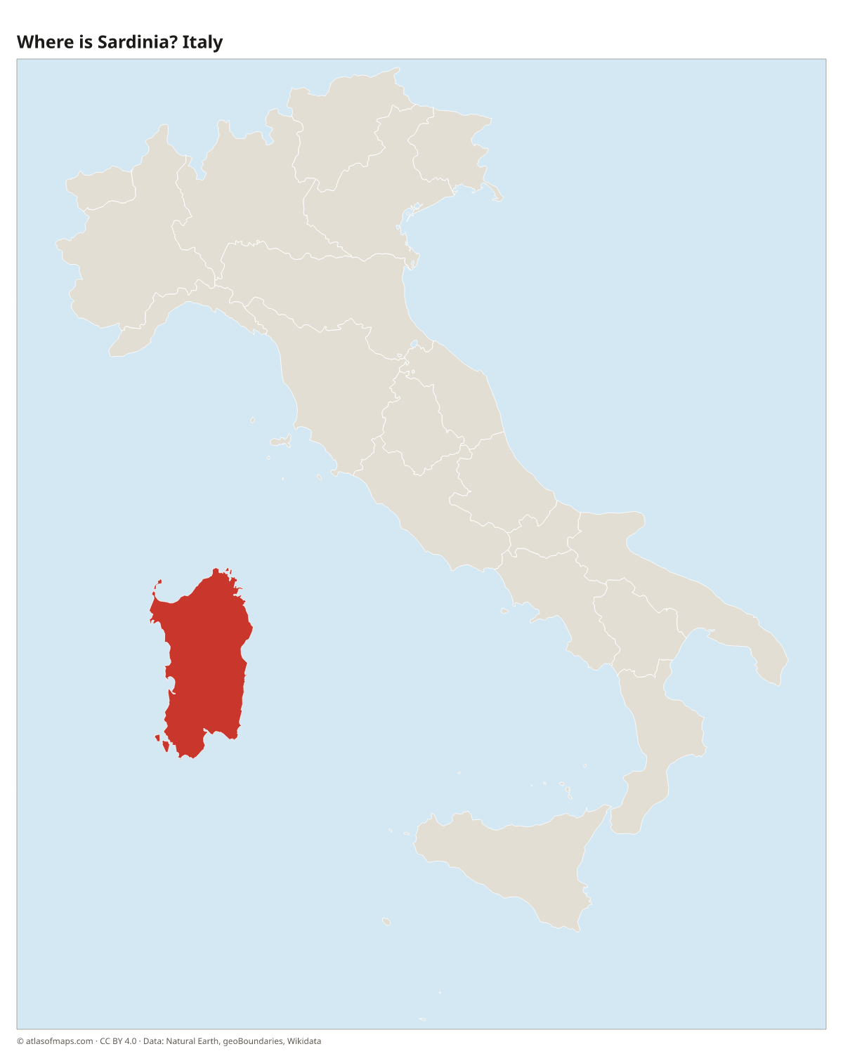 Location of Sardinia in Italy