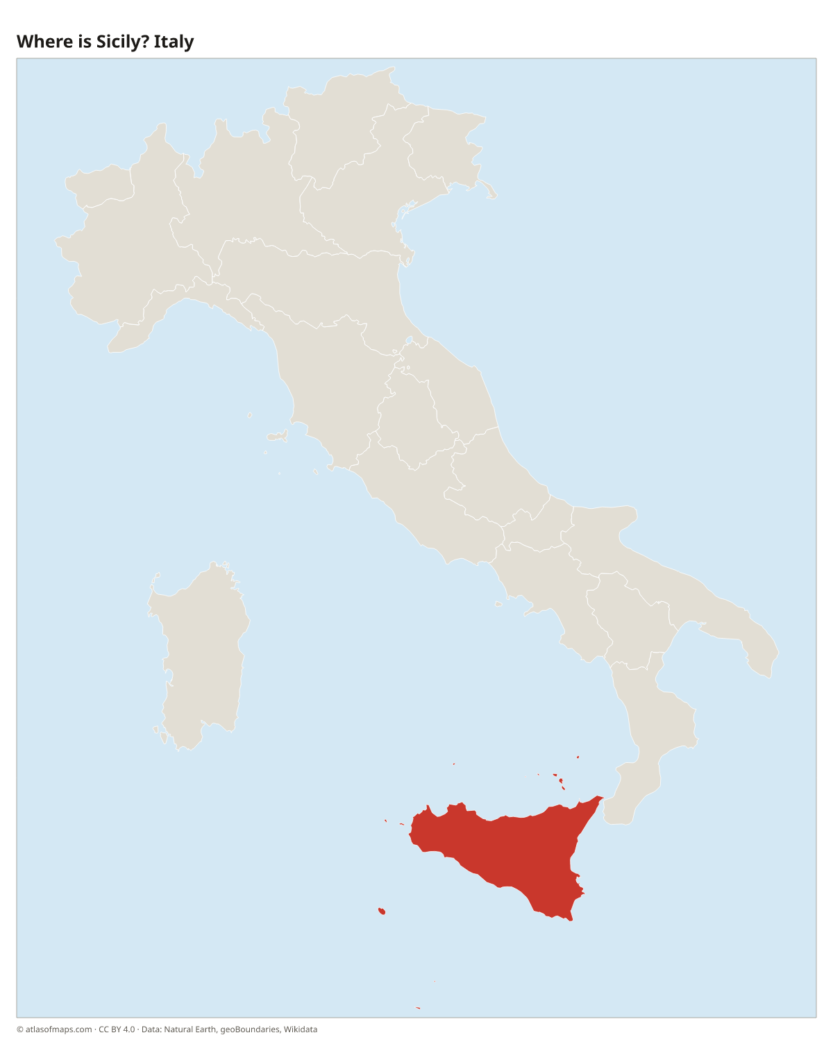 Location of Sicily in Italy