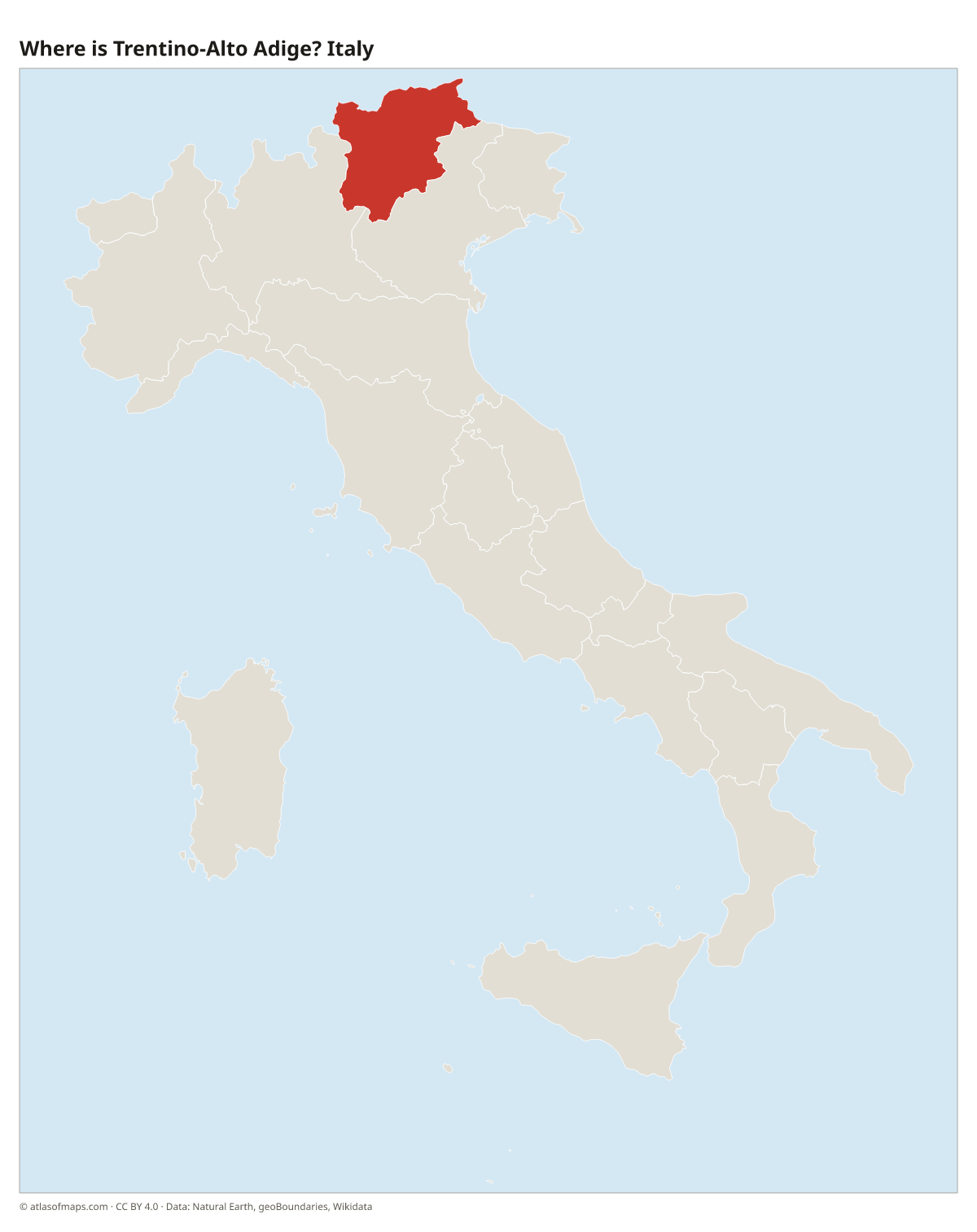 Location of Trentino-Alto Adige in Italy