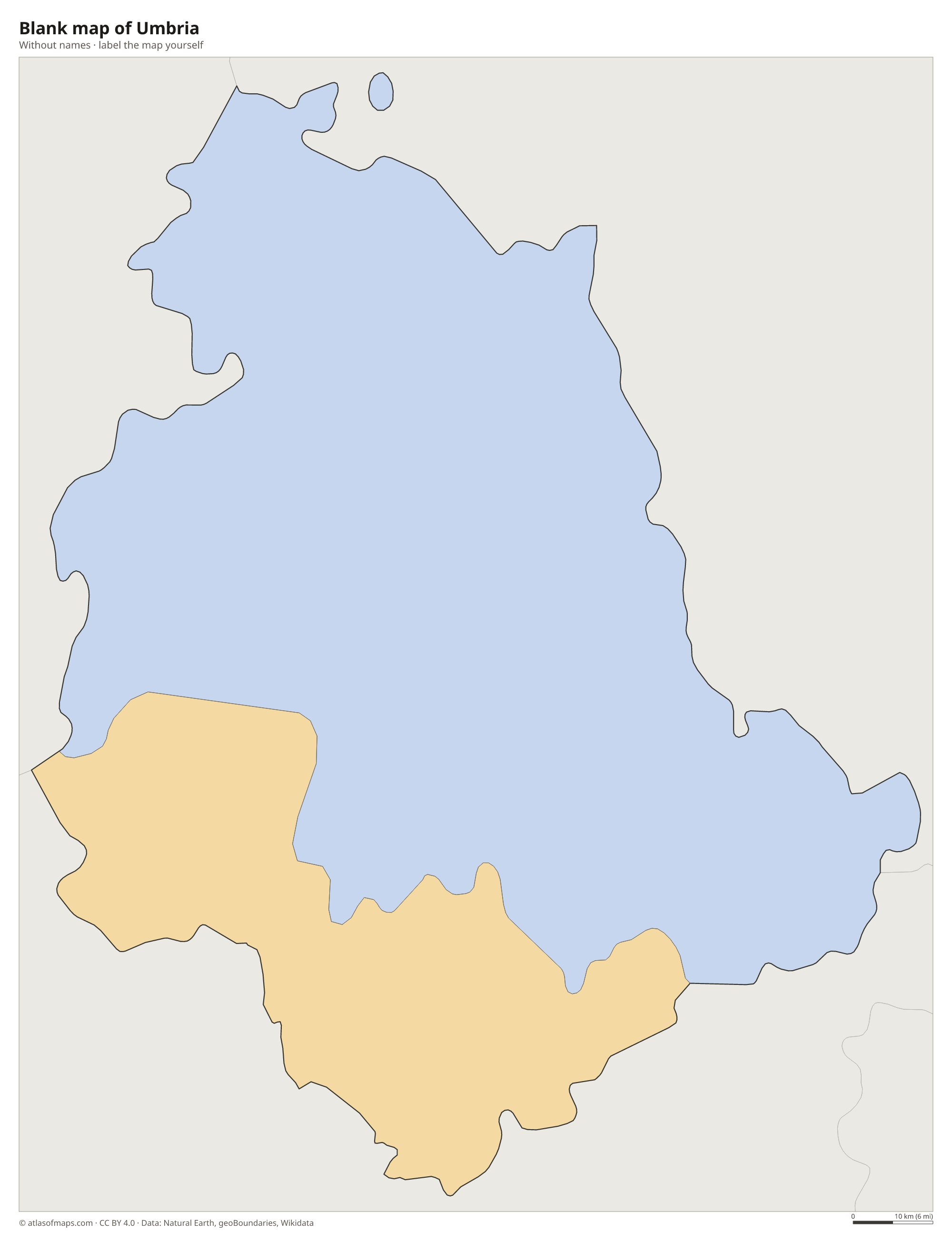 Blank map of Umbria without names